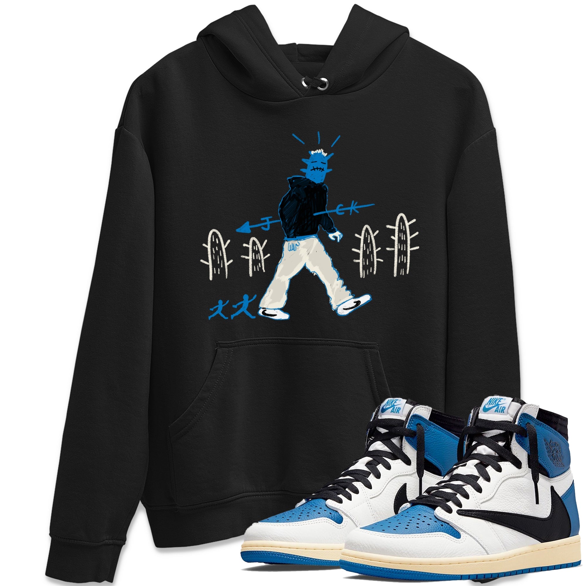 Air Jordan 1 x Travis Scott x Fragment shirt to match jordans Cactus Man sneaker tees 1s Travis Scott Fragment Streetwear Brand Drip Gear Zone unisex cotton Black 1 crew neck shirt