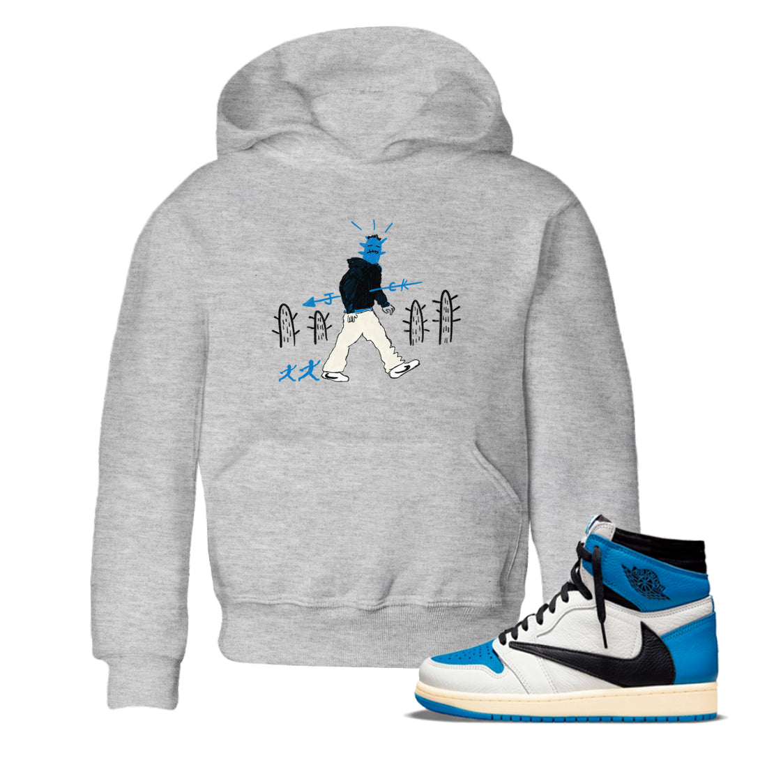 Air Jordan 1 x Travis Scott x Fragment shirt to match jordans Cactus Man sneaker tees 1s Travis Scott Fragment Streetwear Brand Drip Gear Zone baby toddler Heather Grey 1 cotton Shirt
