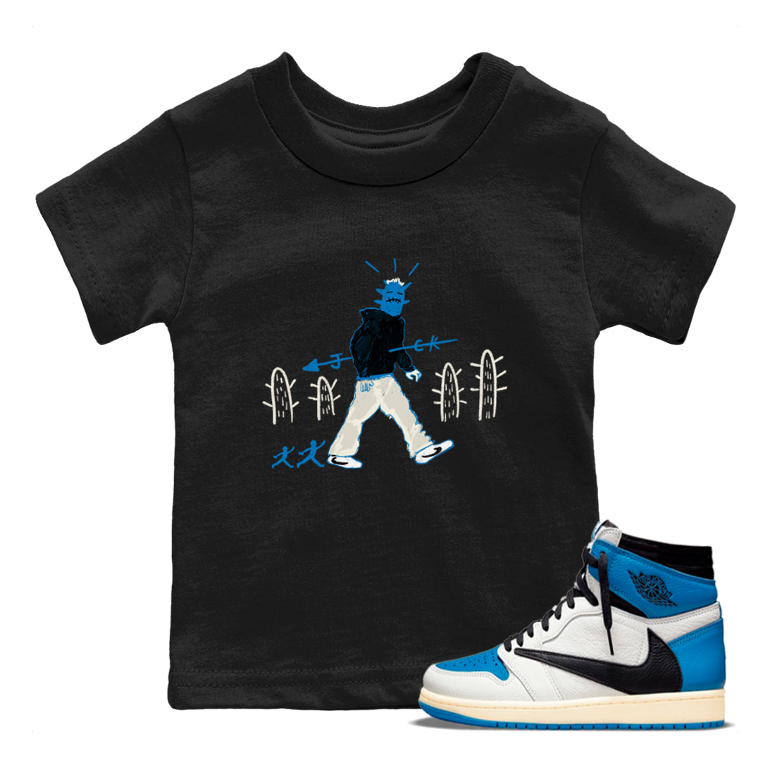 Air Jordan 1 x Travis Scott x Fragment shirt to match jordans Cactus Man sneaker tees 1s Travis Scott Fragment Streetwear Brand Drip Gear Zone baby toddler Black 1 cotton Shirt