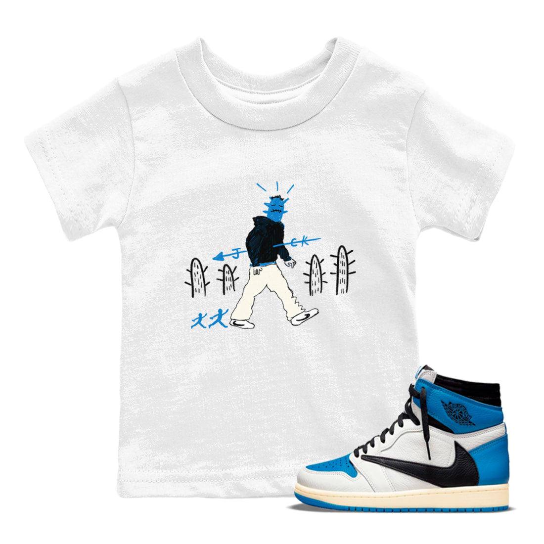 Air Jordan 1 x Travis Scott x Fragment shirt to match jordans Cactus Man sneaker tees 1s Travis Scott Fragment Streetwear Brand Drip Gear Zone baby toddler White 1 cotton Shirt