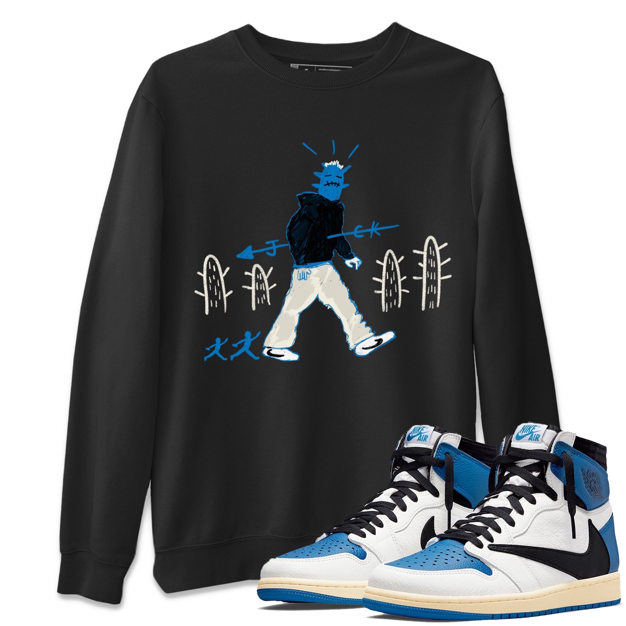 Air Jordan 1 x Travis Scott x Fragment shirt to match jordans Cactus Man sneaker tees 1s Travis Scott Fragment Streetwear Brand Drip Gear Zone unisex cotton Black 1 crew neck shirt