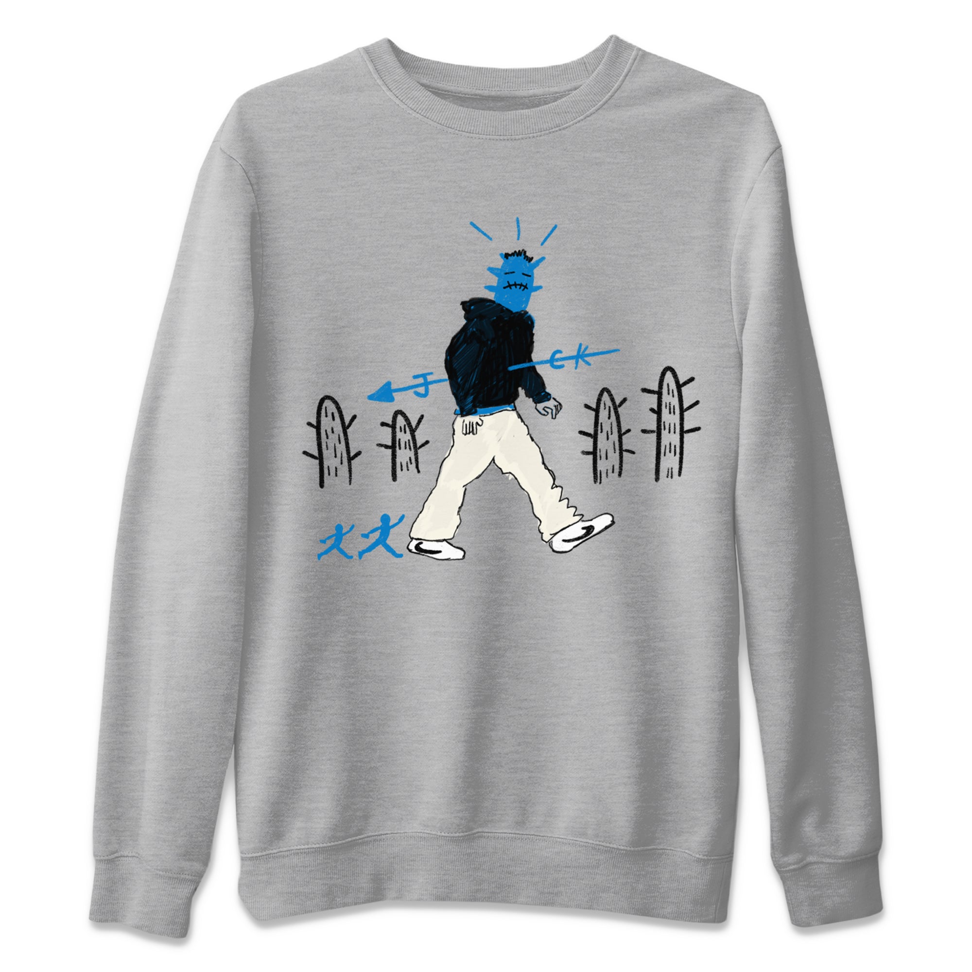 Air Jordan 1 x Travis Scott x Fragment shirt to match jordans Cactus Man sneaker tees 1s Travis Scott Fragment Streetwear Brand Drip Gear Zone unisex cotton Heather Grey 2 crew neck shirt