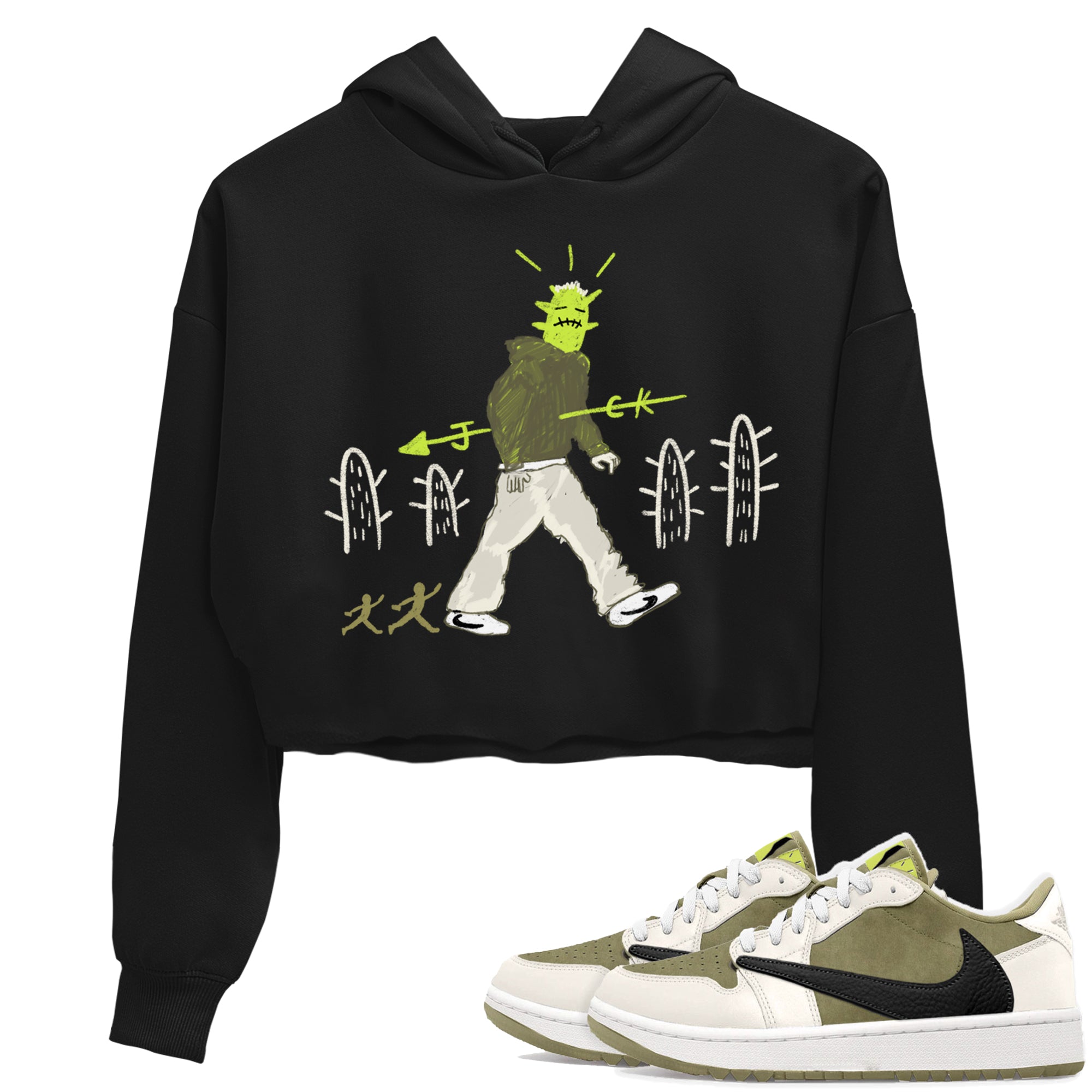 Air Jordan 1 Travis Scott Golf Olive shirt to match jordans Cactus Man sneaker tees Air Jordan 1 Travis Scott Golf Streetwear Brand Streetwear Brand Drip Gear Zone Black 1 crop length shirt