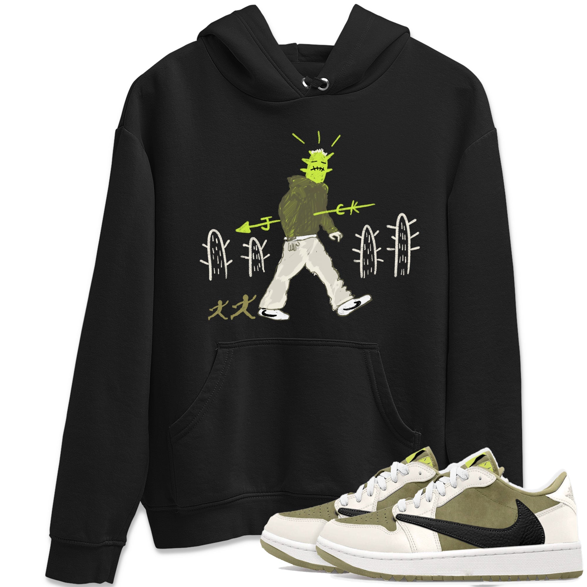 Air Jordan 1 Travis Scott Golf Olive shirt to match jordans Cactus Man sneaker tees 1s Travis Scott Golf Olive Streetwear Brand Drip Gear Zone unisex cotton Black 1 crew neck shirt