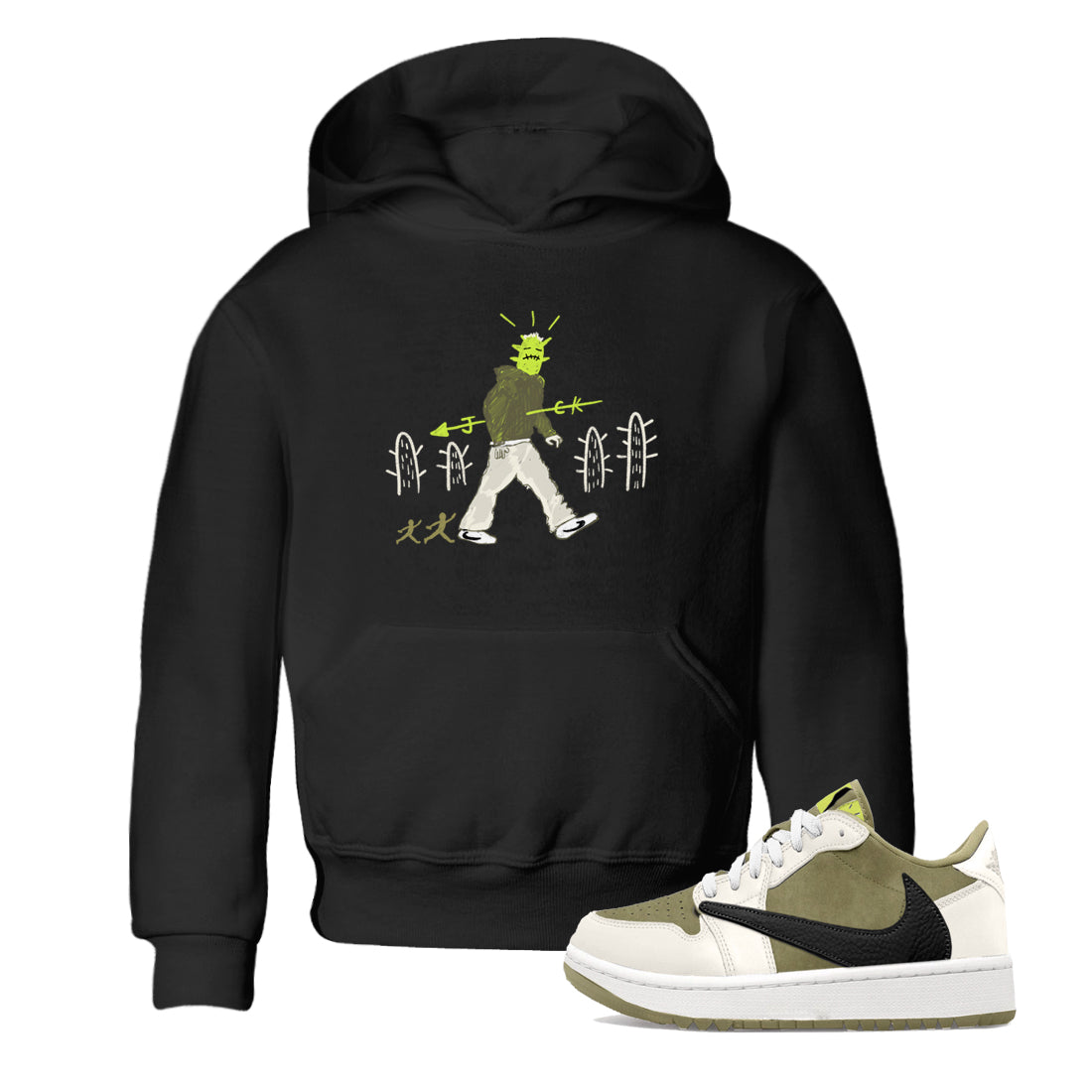 Air Jordan 1 Travis Scott Golf Olive shirt to match jordans Cactus Man sneaker tees 1s Travis Scott Golf Olive Streetwear Brand Drip Gear Zone baby toddler Black 1 cotton Shirt
