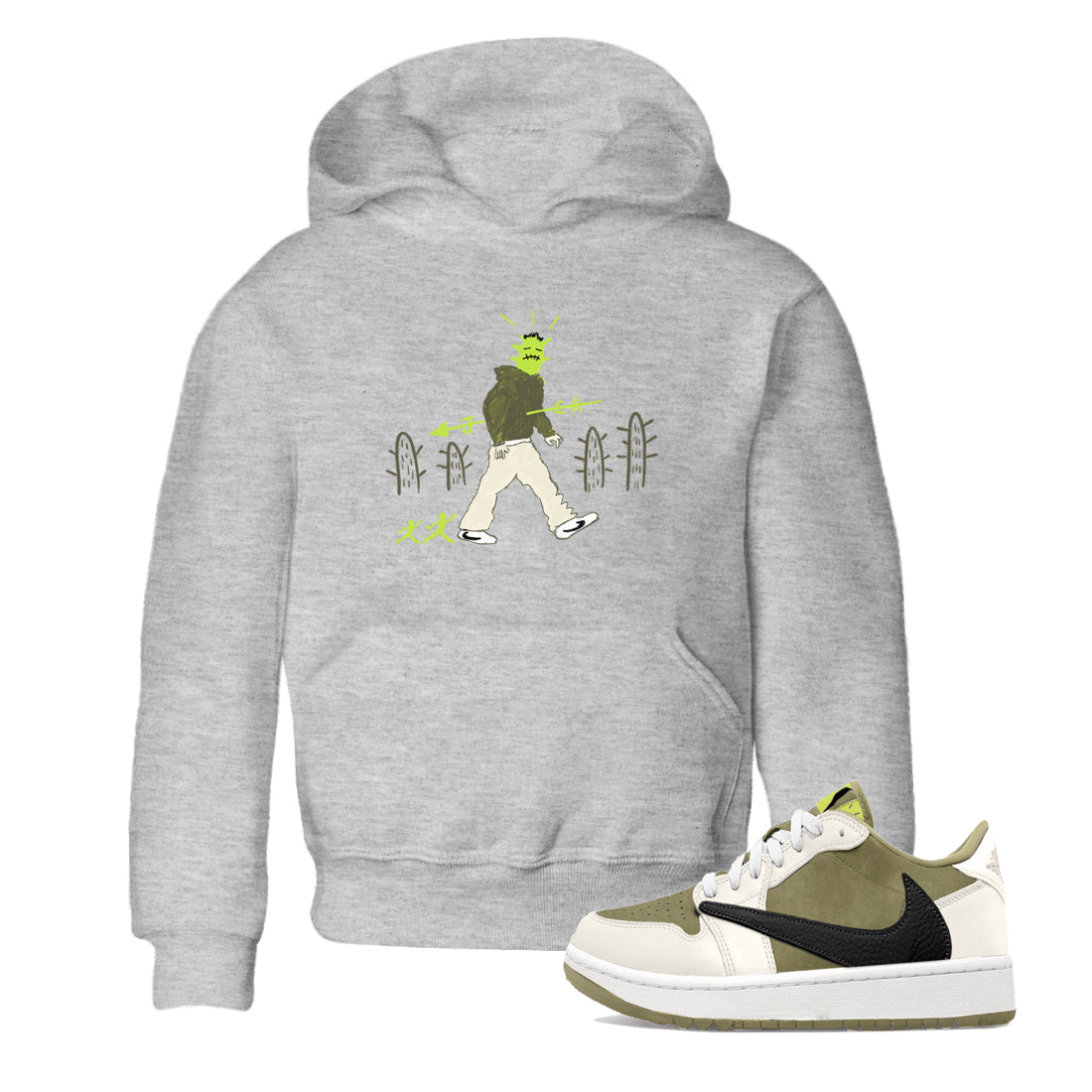 Air Jordan 1 Travis Scott Golf Olive shirt to match jordans Cactus Man sneaker tees 1s Travis Scott Golf Olive Streetwear Brand Drip Gear Zone baby toddler Heather Grey 1 cotton Shirt
