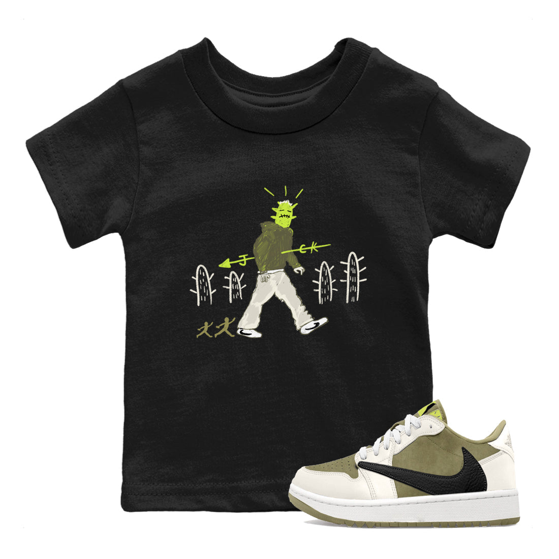 Air Jordan 1 Travis Scott Golf Olive shirt to match jordans Cactus Man sneaker tees 1s Travis Scott Golf Olive Streetwear Brand Drip Gear Zone baby toddler Black 1 cotton Shirt