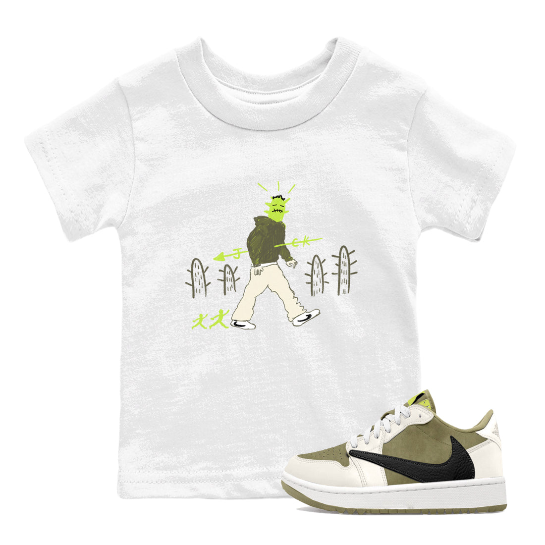 Air Jordan 1 Travis Scott Golf Olive shirt to match jordans Cactus Man sneaker tees 1s Travis Scott Golf Olive Streetwear Brand Drip Gear Zone baby toddler White 1 cotton Shirt