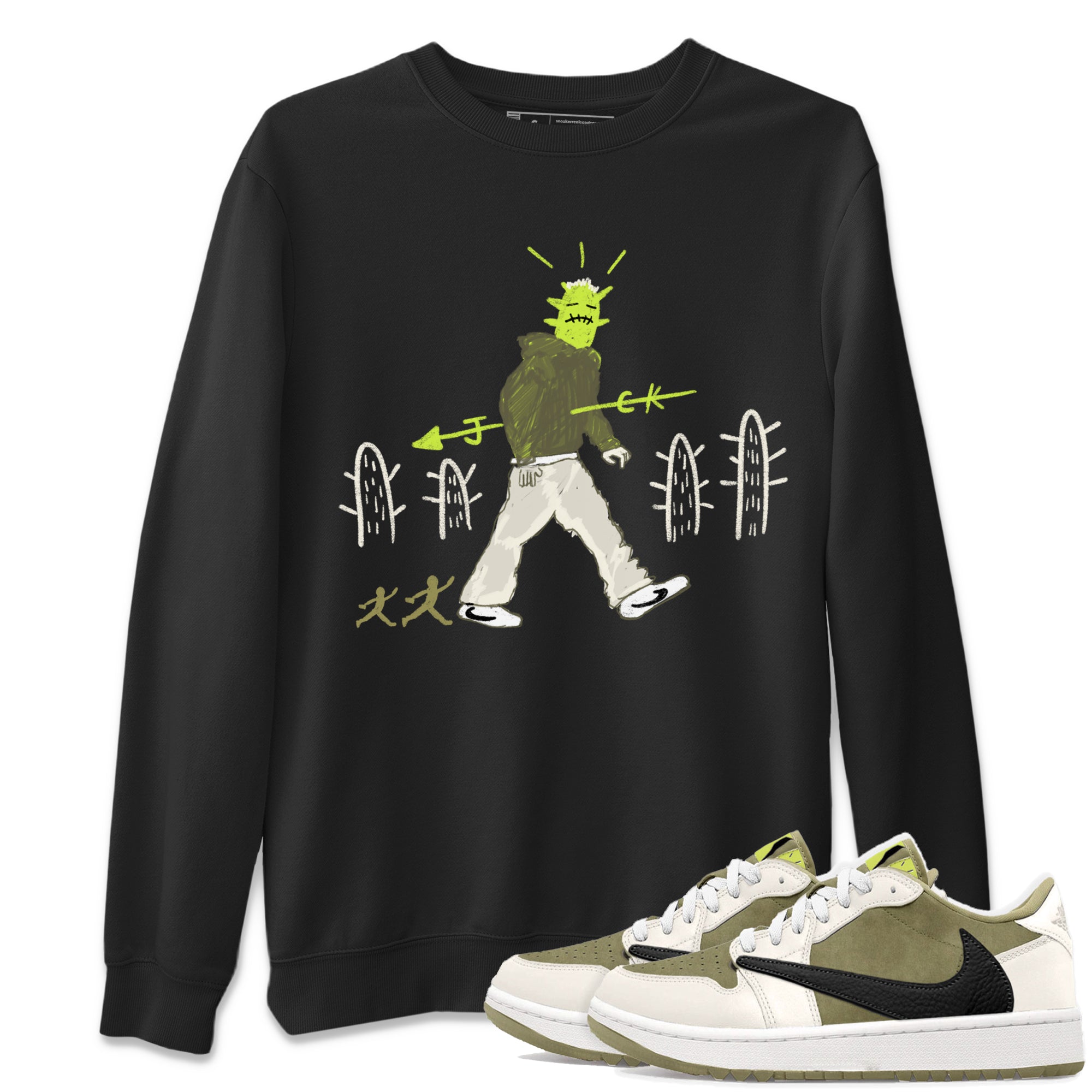 Air Jordan 1 Travis Scott Golf Olive shirt to match jordans Cactus Man sneaker tees 1s Travis Scott Golf Olive Streetwear Brand Drip Gear Zone unisex cotton Black 1 crew neck shirt
