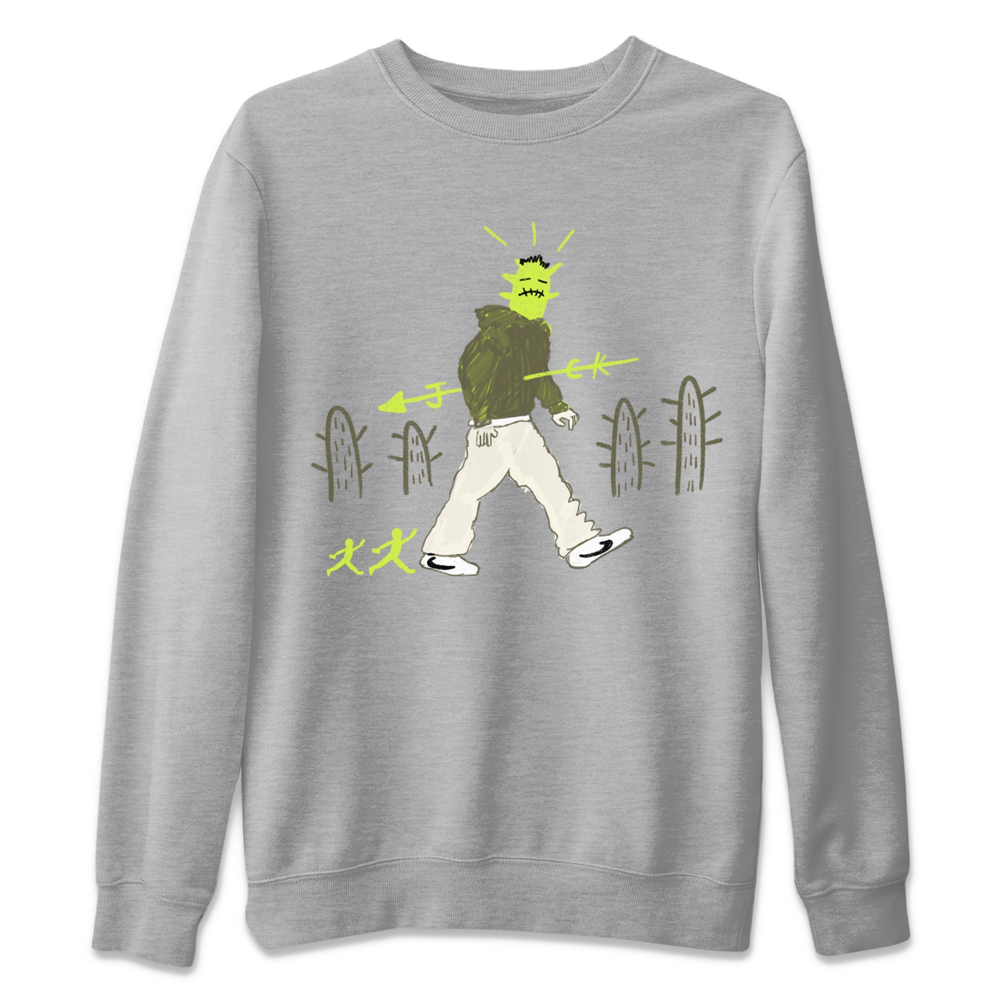 Air Jordan 1 Travis Scott Golf Olive shirt to match jordans Cactus Man sneaker tees 1s Travis Scott Golf Olive Streetwear Brand Drip Gear Zone unisex cotton Heather Grey 2 crew neck shirt