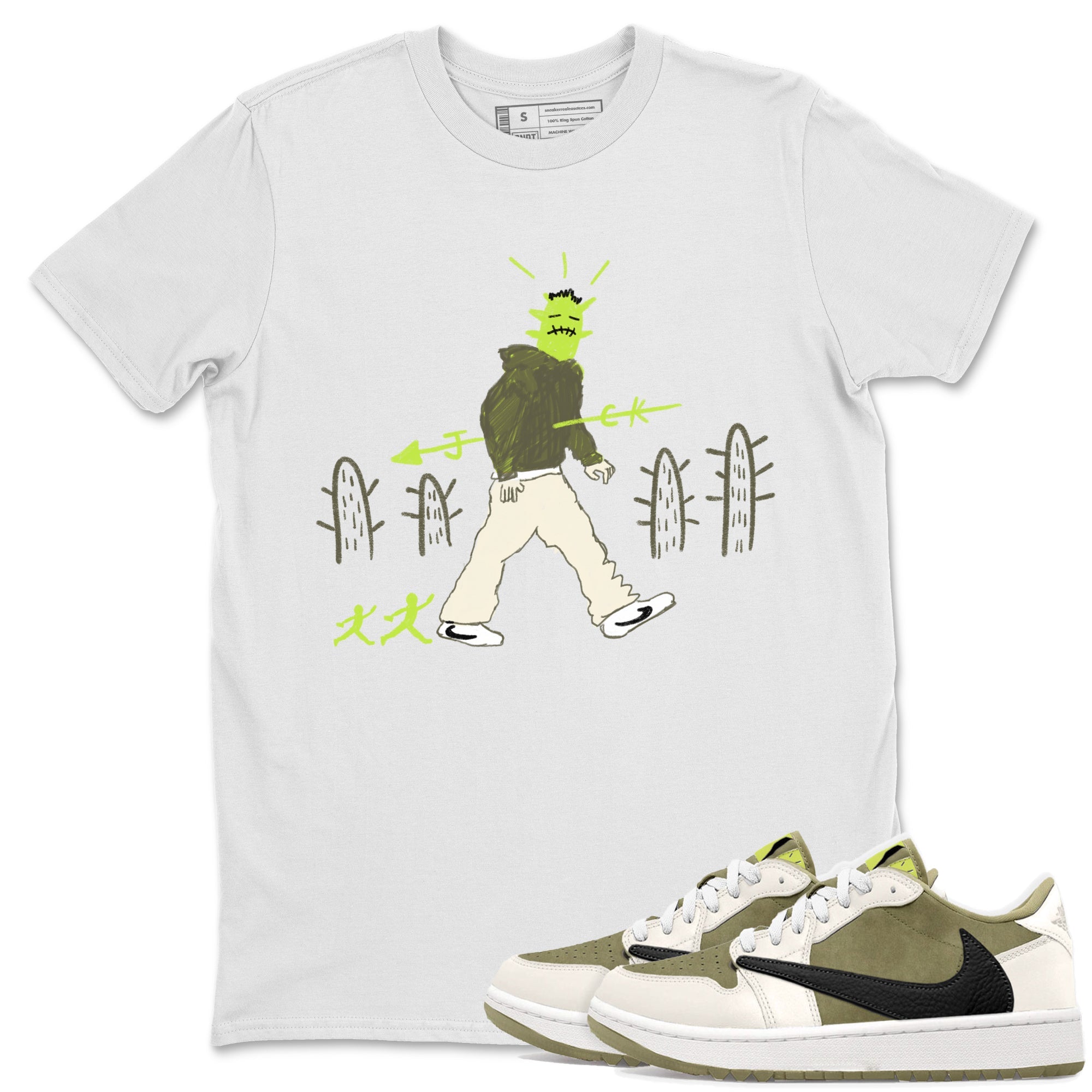 Air Jordan 1 Travis Scott Golf Olive shirt to match jordans Cactus Man sneaker tees 1s Travis Scott Golf Olive Streetwear Brand Drip Gear Zone unisex cotton White 1 crew neck shirt