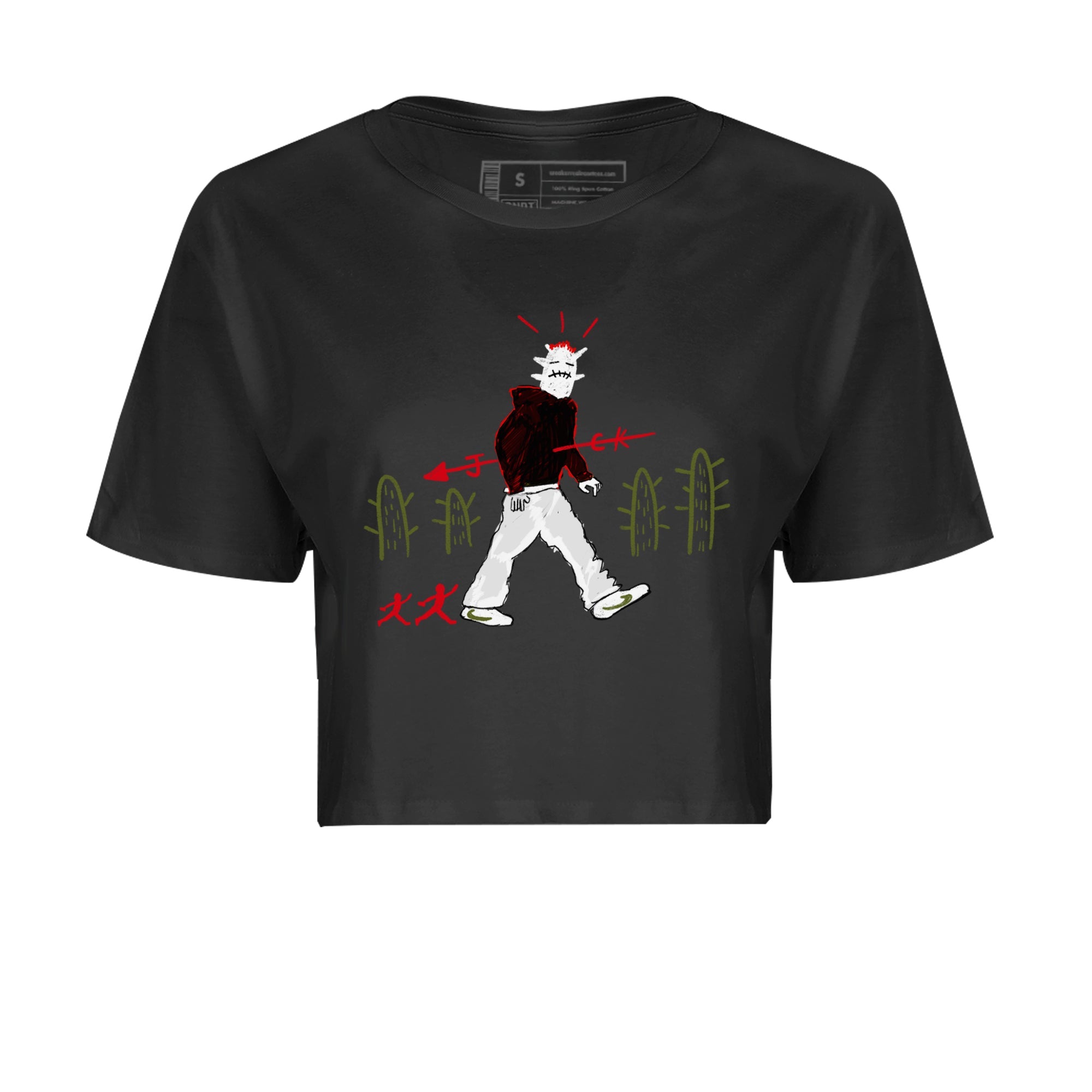 Air Jordan 1 Travis Scott Olive shirt to match jordans Cactus Man sneaker tees Air Jordan 1 Travis Scott Olive Streetwear Brand Streetwear Brand Drip Gear Zone Black 2 crop length shirt