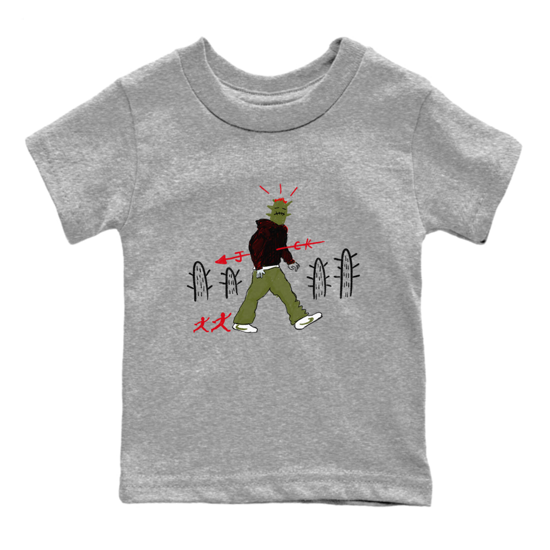 Air Jordan 1 Travis Scott Olive shirt to match jordans Cactus Man sneaker tees Air Jordan 1 Travis Scott Olive Drip Gear Zone baby toddler Heather Grey 2 cotton Shirt