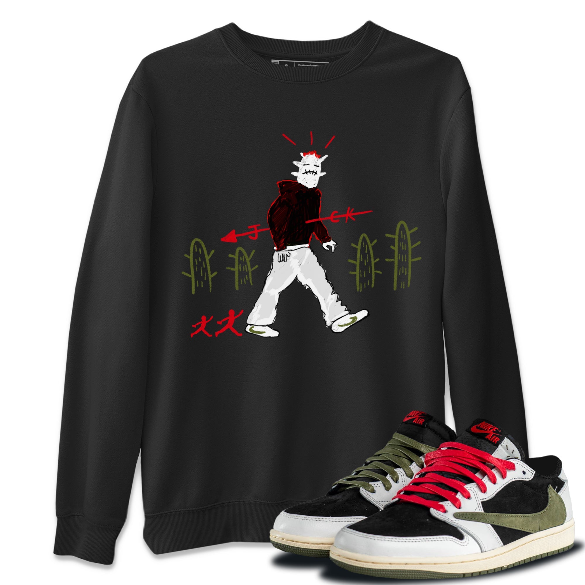 Air Jordan 1 Travis Scott Olive shirt to match jordans Cactus Man sneaker tees Air Jordan 1 x Travis Scott x Olive Streetwear Brand Drip Gear Zone unisex cotton Black 1 crew neck shirt