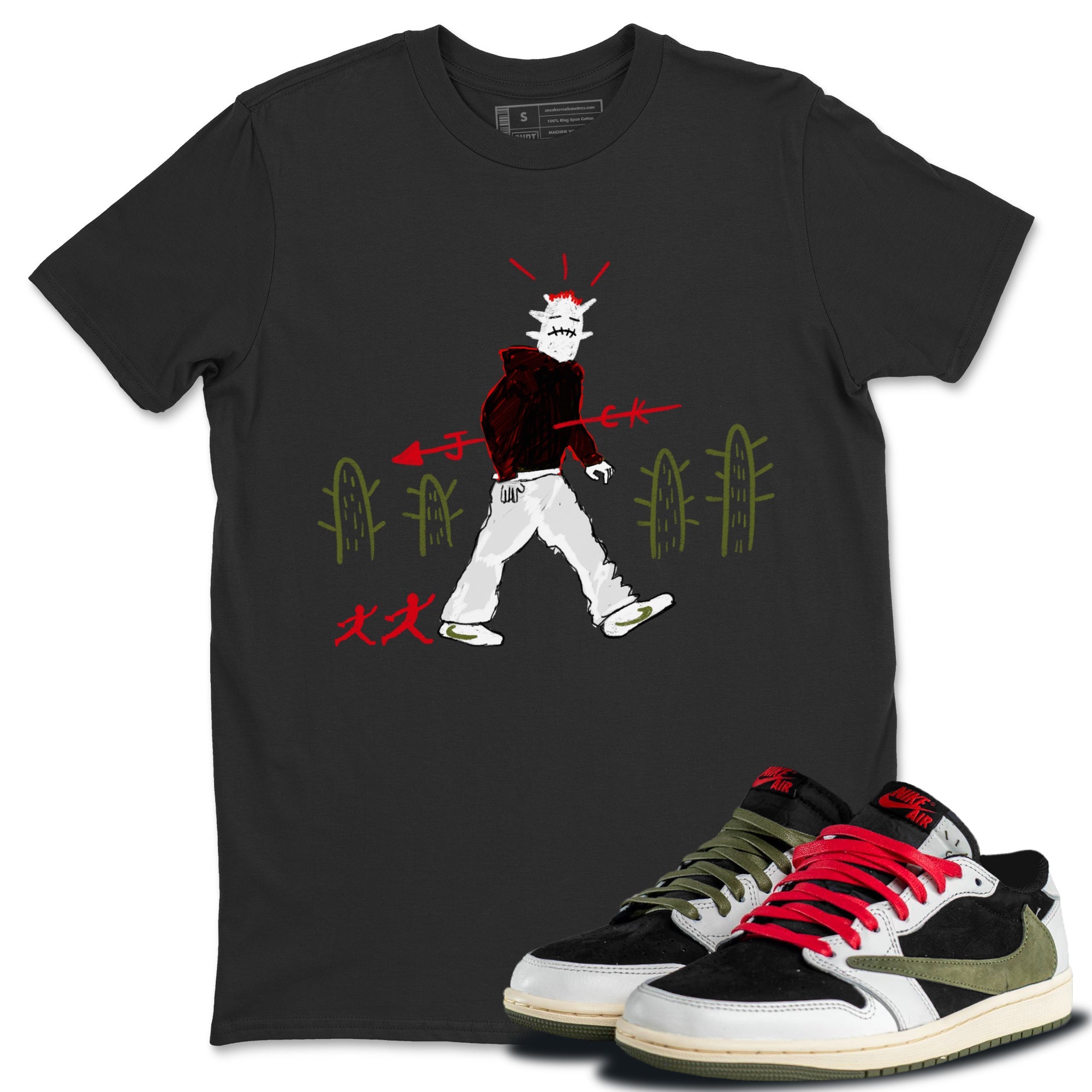 Air Jordan 1 Travis Scott Olive shirt to match jordans Cactus Man sneaker tees Air Jordan 1 x Travis Scott x Olive Streetwear Brand Drip Gear Zone unisex cotton Black 1 crew neck shirt
