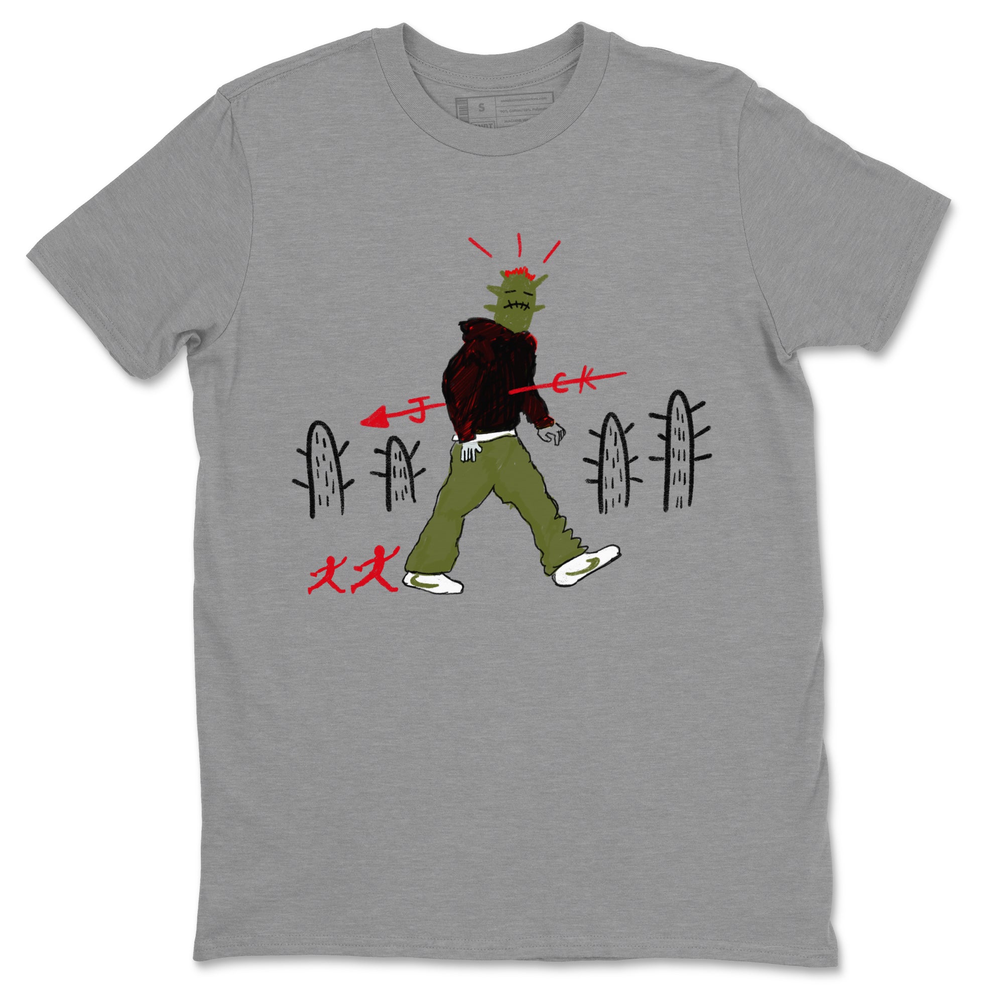 Air Jordan 1 Travis Scott Olive shirt to match jordans Cactus Man sneaker tees Air Jordan 1 x Travis Scott x Olive Streetwear Brand Drip Gear Zone unisex cotton Heather Grey 2 crew neck shirt