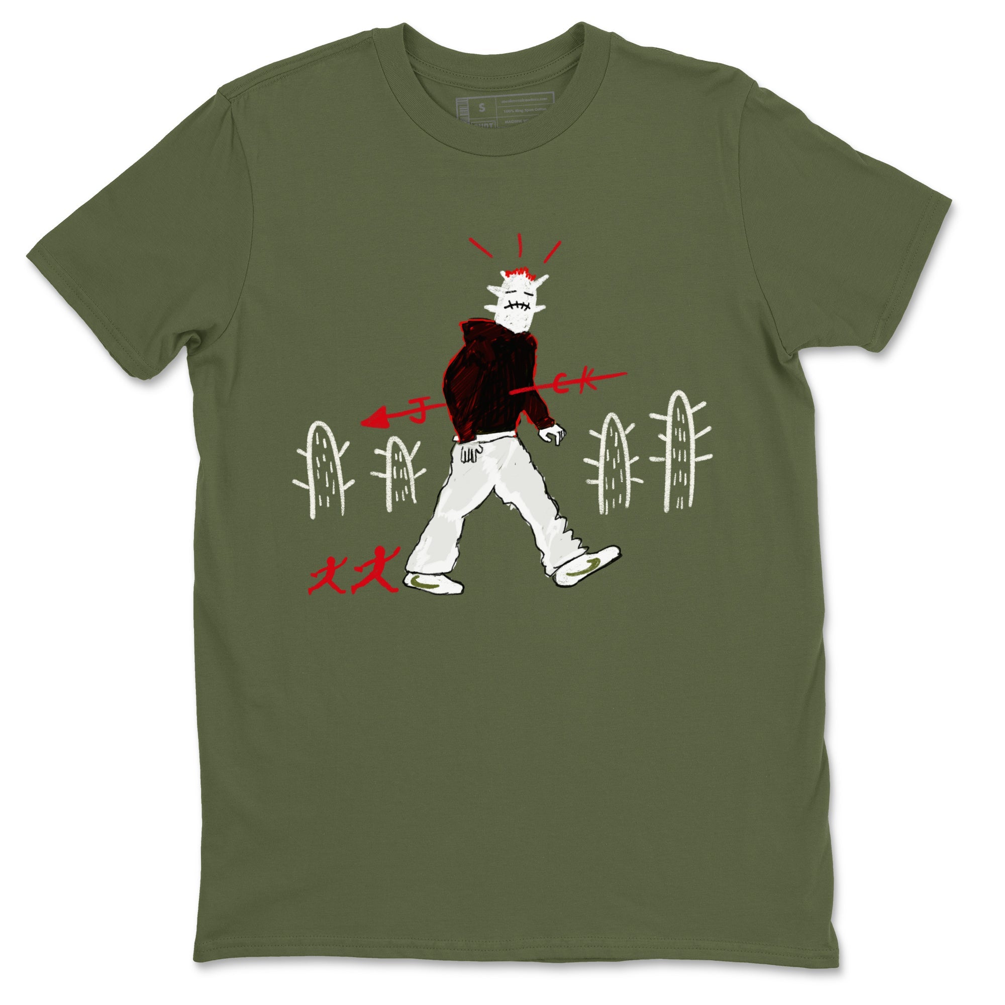 Air Jordan 1 Travis Scott Olive shirt to match jordans Cactus Man sneaker tees Air Jordan 1 x Travis Scott x Olive Streetwear Brand Drip Gear Zone unisex cotton Military Green 2 crew neck shirt