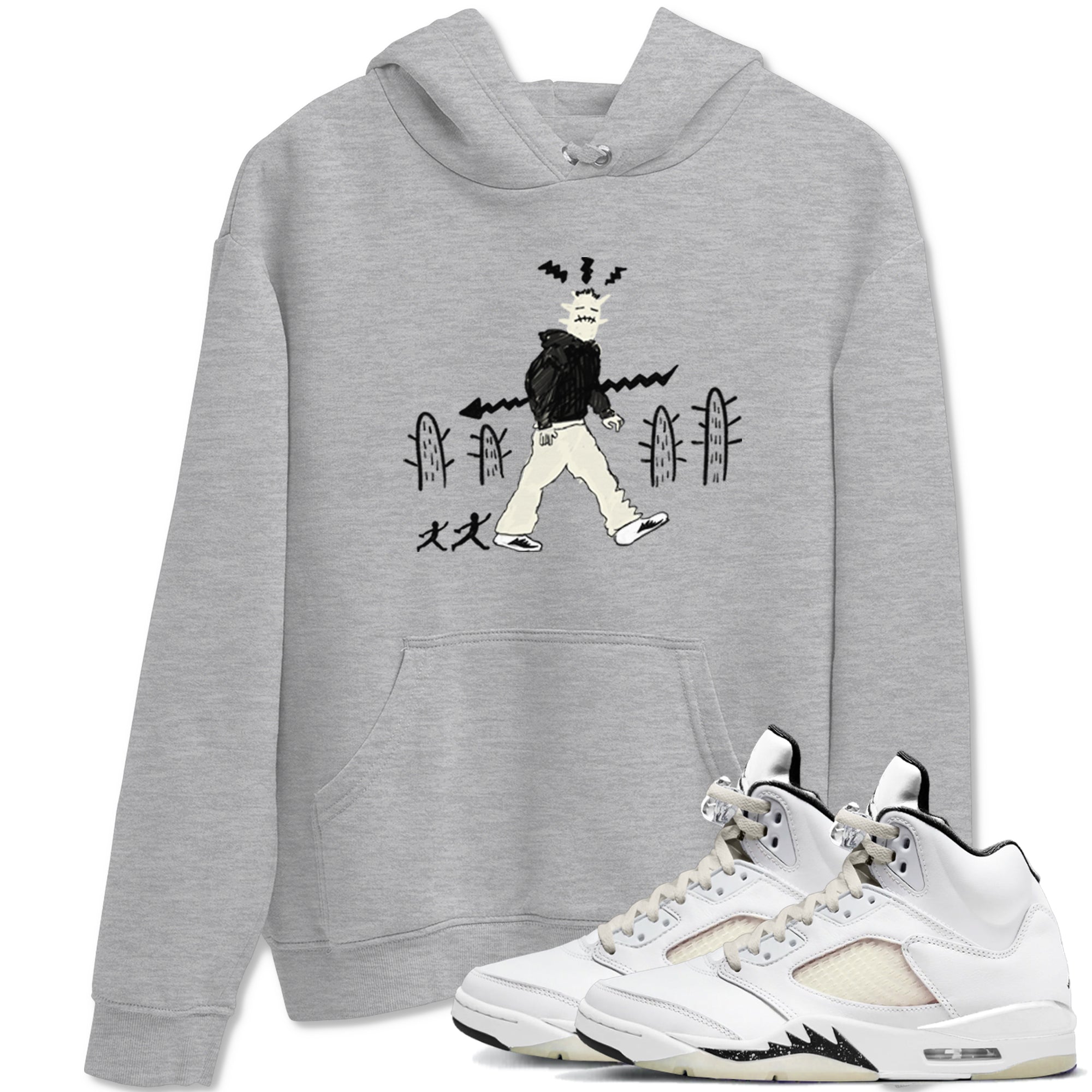 AJ5 Sail shirt to match jordans Cactus Man sneaker tees Air Jordan 5 Sail Drip Gear Zone unisex cotton Heather Grey 1 crew neck shirt