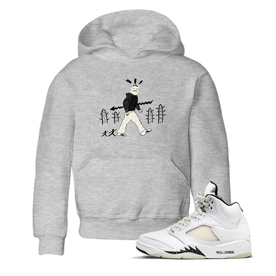 AJ5 Sail shirt to match jordans Cactus Man sneaker tees Air Jordan 5 Sail Drip Gear Zone baby toddler Heather Grey 1 cotton Shirt