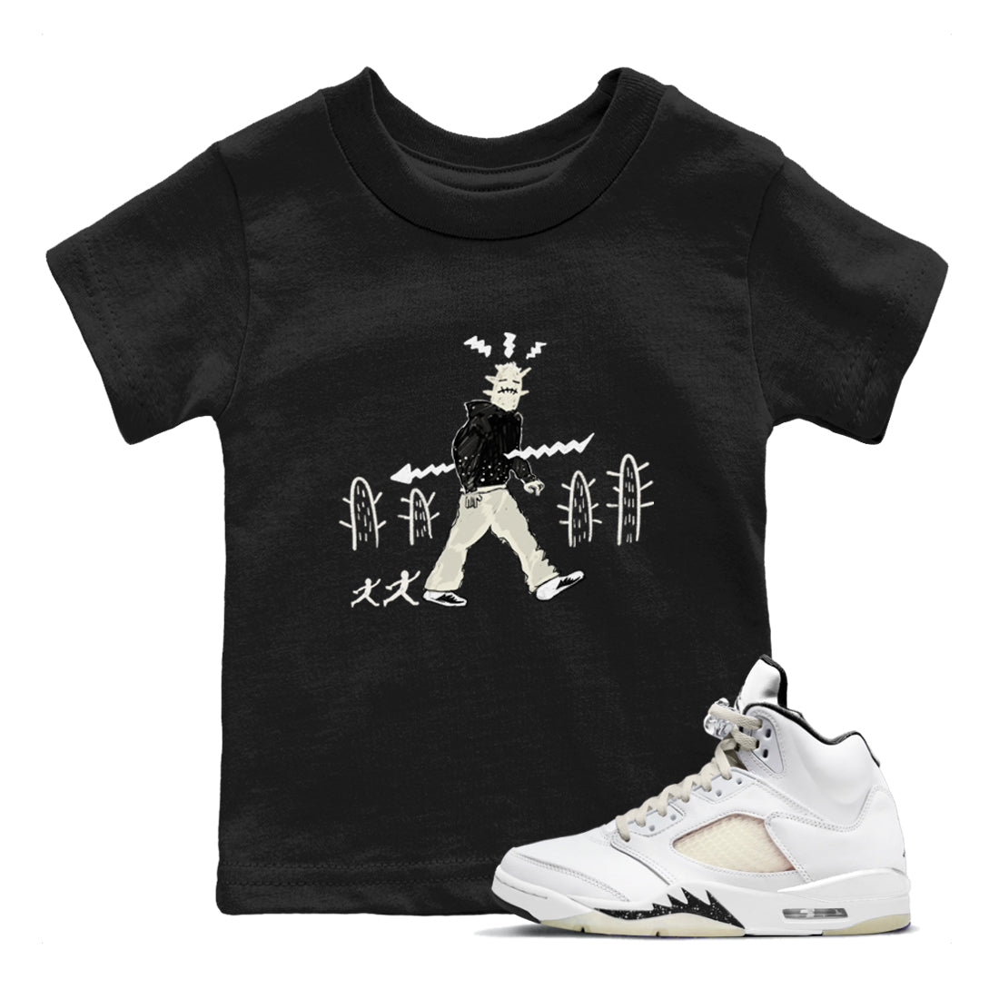 AJ5 Sail shirt to match jordans Cactus Man sneaker tees Air Jordan 5 Sail Drip Gear Zone baby toddler Black 1 cotton Shirt