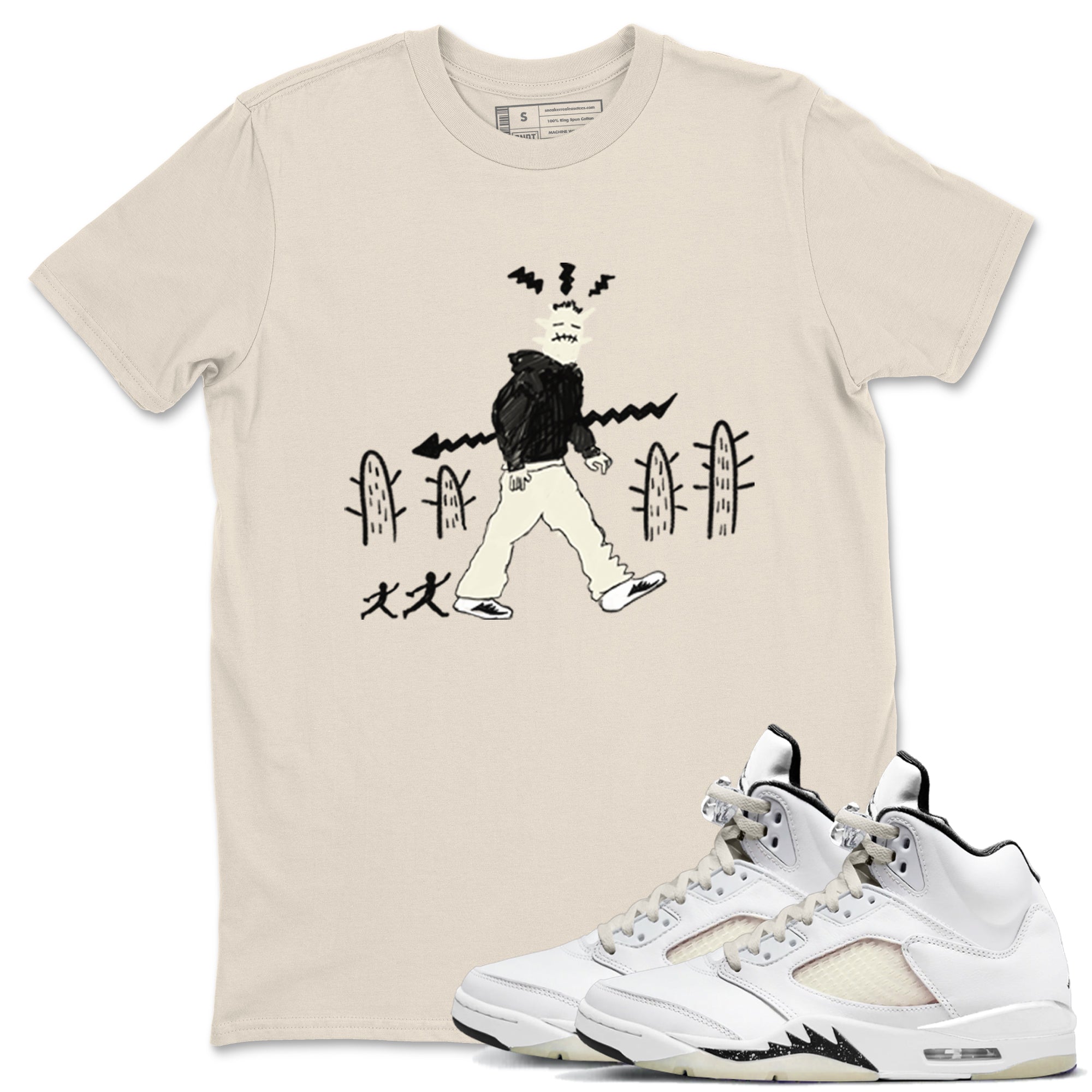 AJ5 Sail shirt to match jordans Cactus Man sneaker tees Air Jordan 5 Sail Drip Gear Zone unisex cotton Natural 1 crew neck shirt