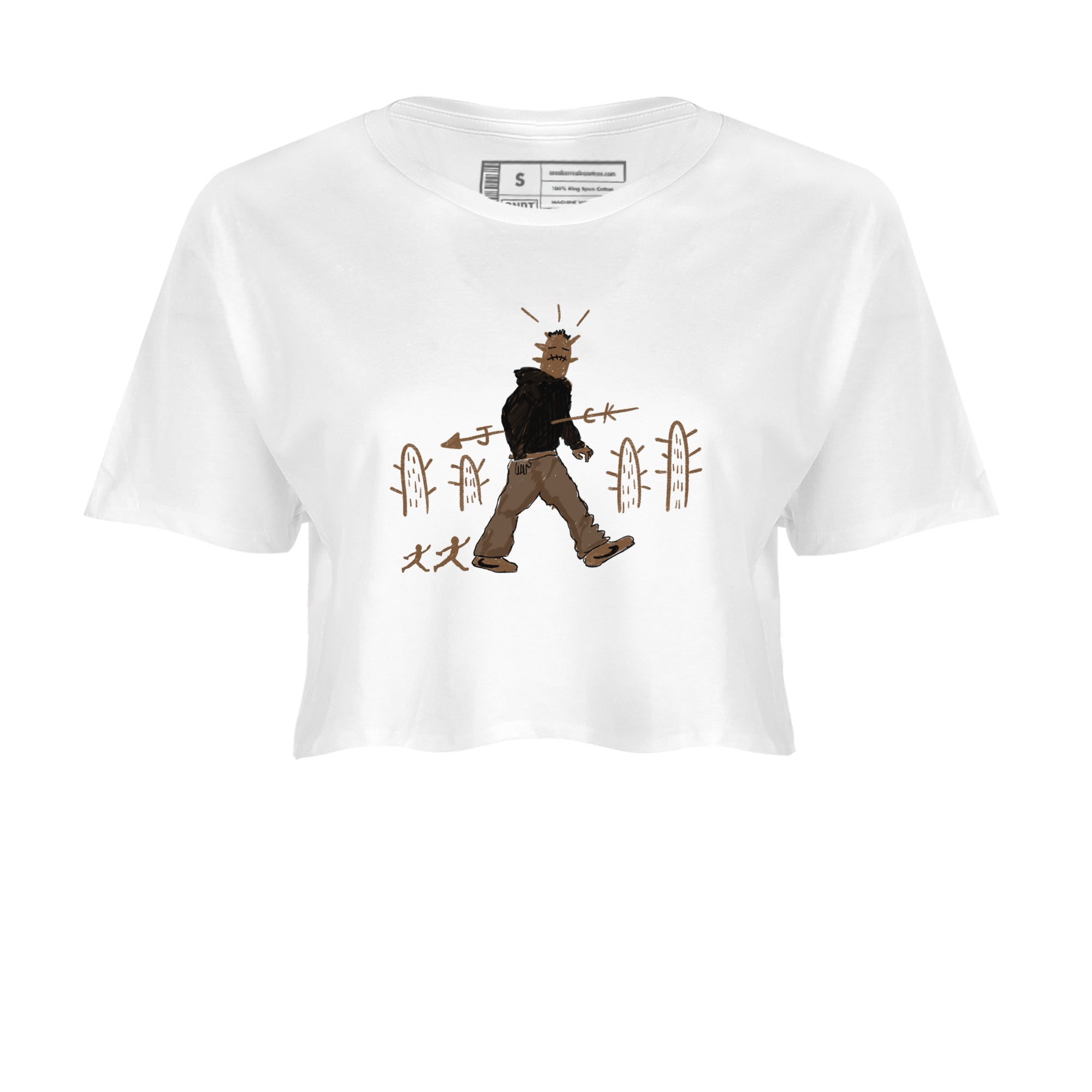 Jordan Jumpman Jack Travis Scott Dark Mocha shirts to match jordans Cactus Man sneaker match tees Jordan Jumpman Jack Travis Scott Dark Mocha match shoes to clothes Drip Gear Zone unisex cotton White 2 crop tee