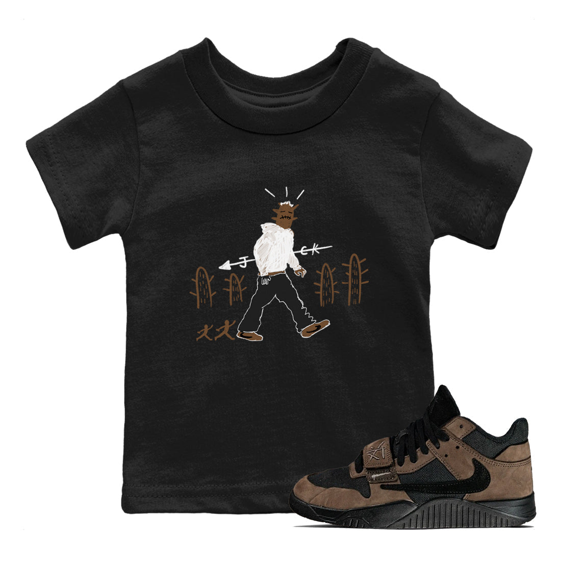 Jordan Jumpman Jack Travis Scott Dark Mocha shirts to match jordans Cactus Man sneaker match tees Jordan Jumpman Jack Travis Scott Dark Mocha match shoes to clothes Drip Gear Zone Youth Baby Black 1 tee