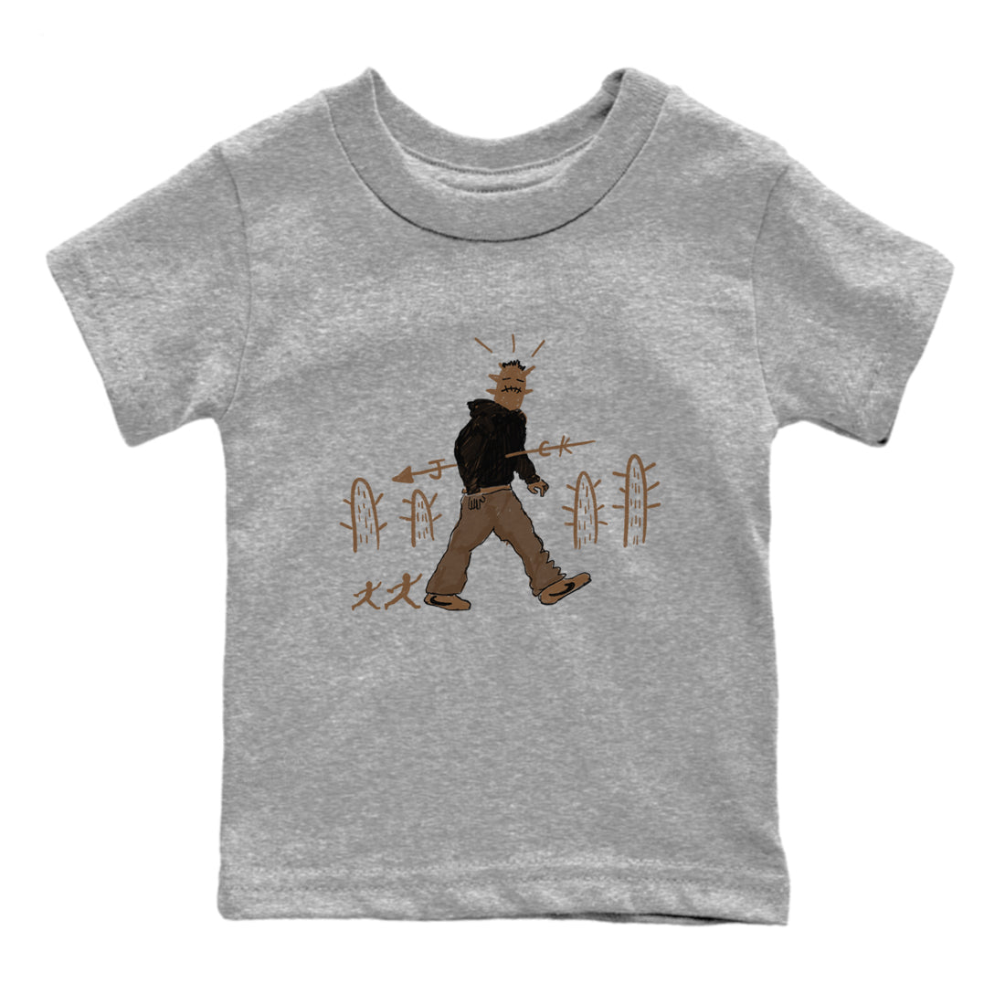 Jordan Jumpman Jack Travis Scott Dark Mocha shirts to match jordans Cactus Man sneaker match tees Jordan Jumpman Jack Travis Scott Dark Mocha match shoes to clothes Drip Gear Zone Youth Baby Heather Grey 2 tee