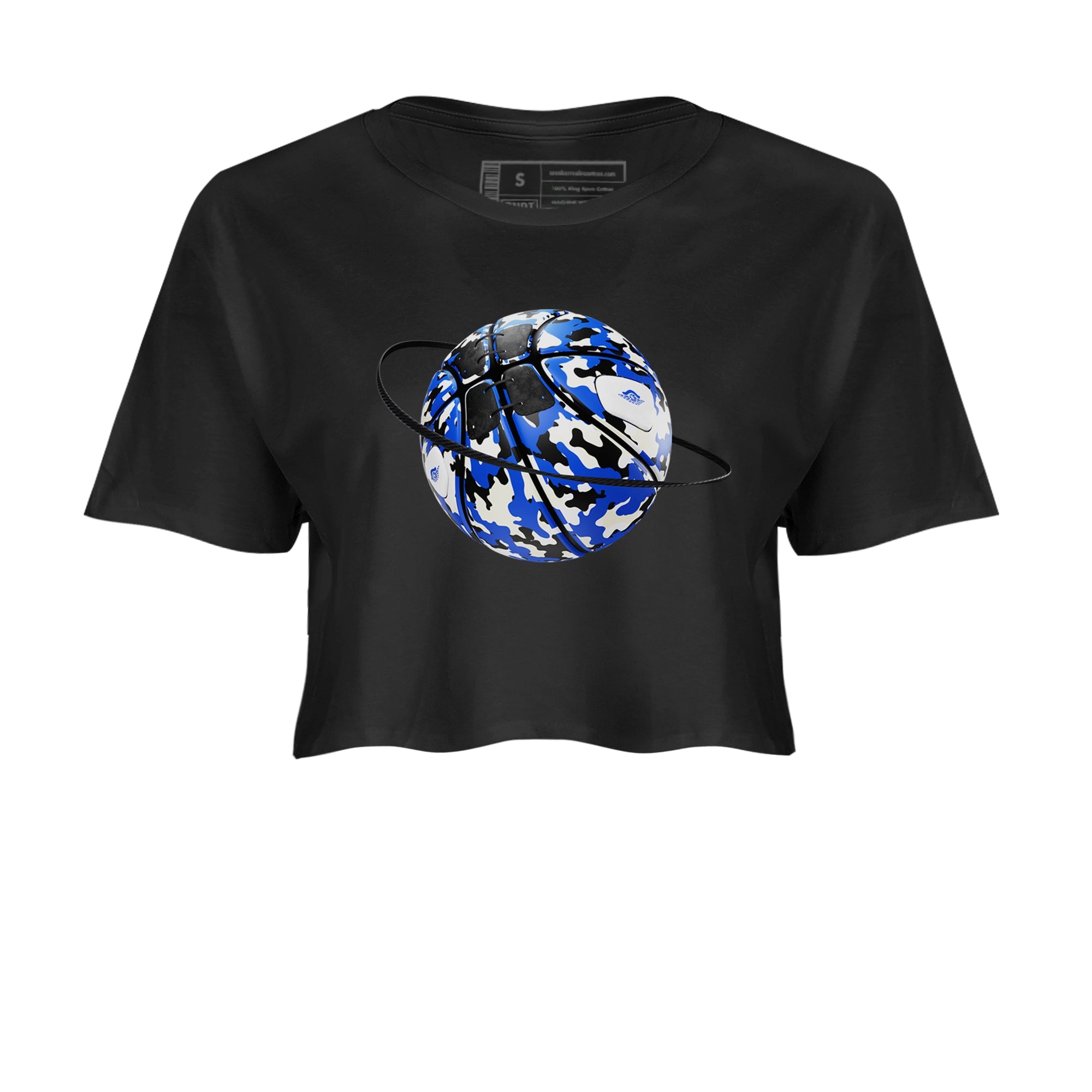 AJ1 Game Royal shirt to match jordans Camo Basketball Planet sneaker tees Air Jordan 1 Game Royal Drip Gear Zone Black 2 crop length shirt