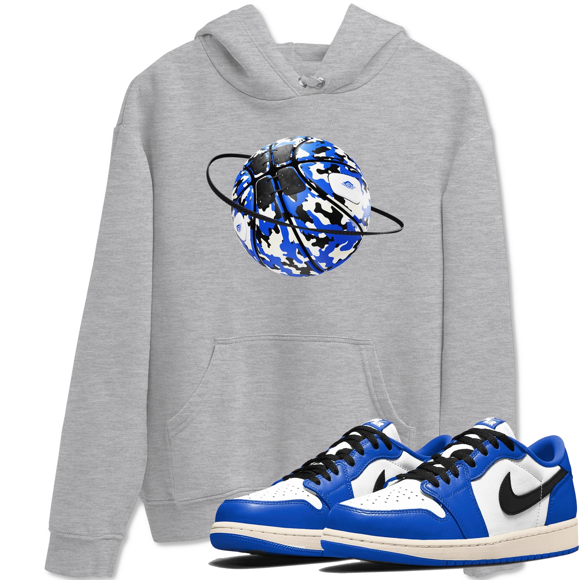 AJ1 Game Royal shirt to match jordans Camo Basketball Planet sneaker tees Air Jordan 1 Game Royal Drip Gear Zone unisex cotton Heather Grey 1 crew neck shirt