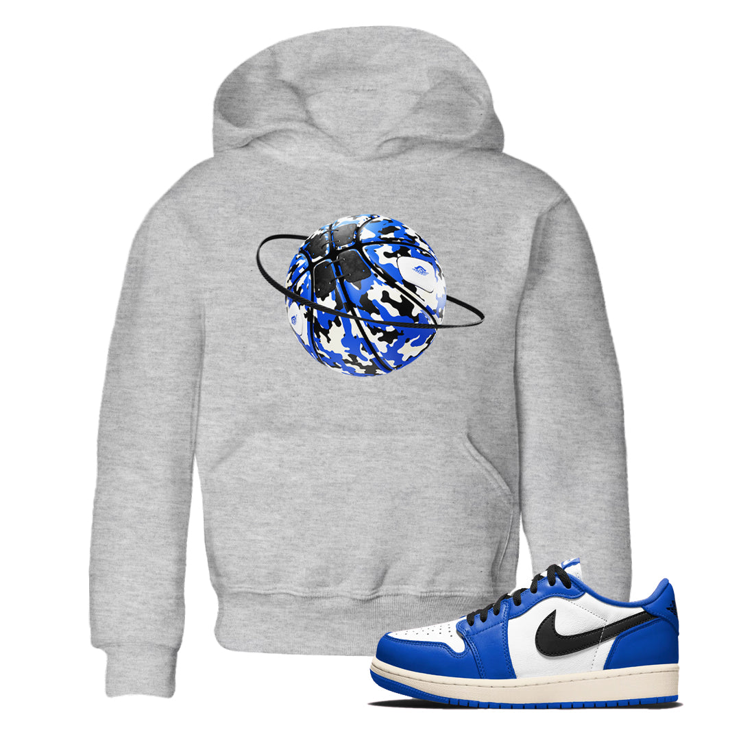 AJ1 Game Royal shirt to match jordans Camo Basketball Planet sneaker tees Air Jordan 1 Game Royal Drip Gear Zone baby toddler Heather Grey 1 cotton Shirt
