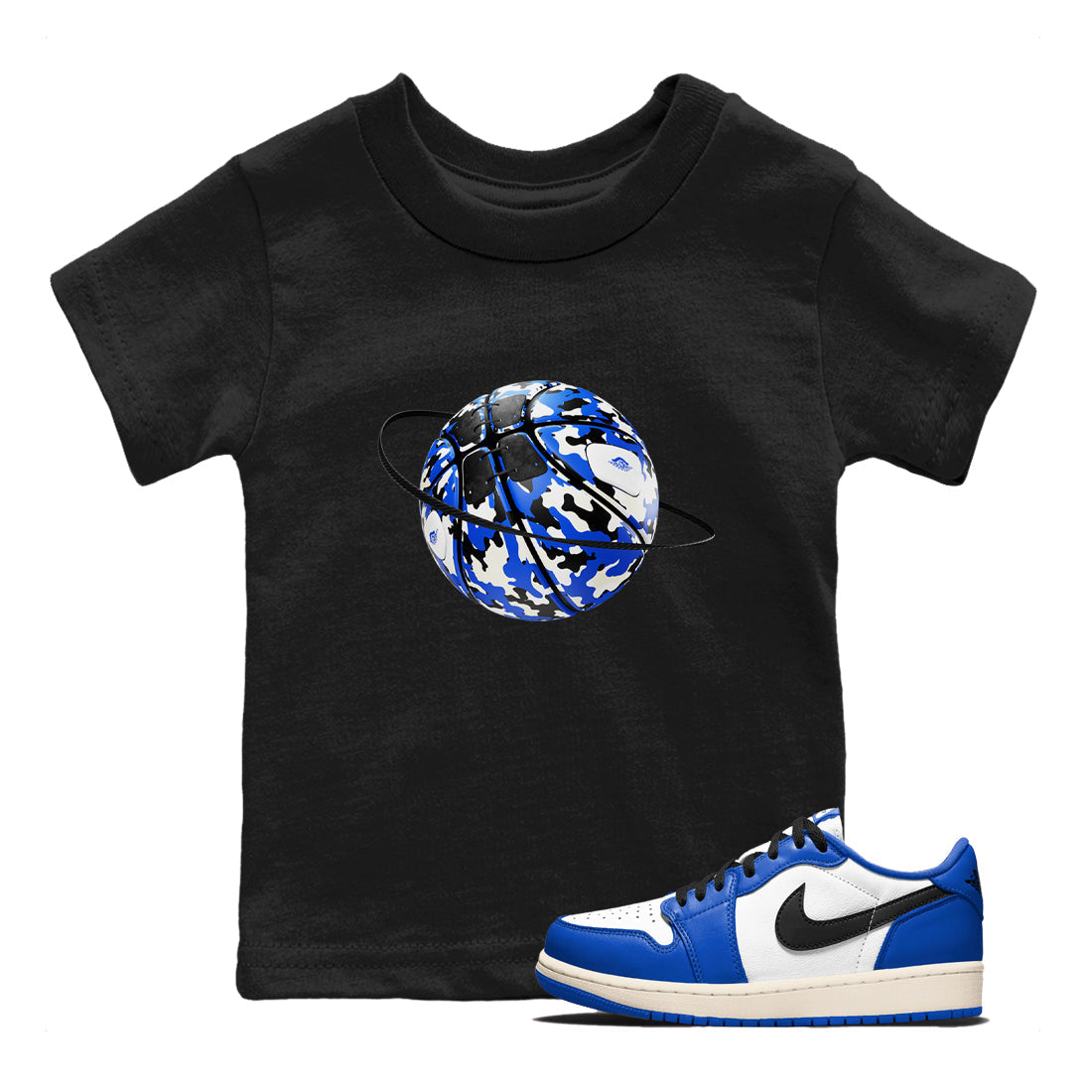 AJ1 Game Royal shirt to match jordans Camo Basketball Planet sneaker tees Air Jordan 1 Game Royal Drip Gear Zone baby toddler Black 1 cotton Shirt