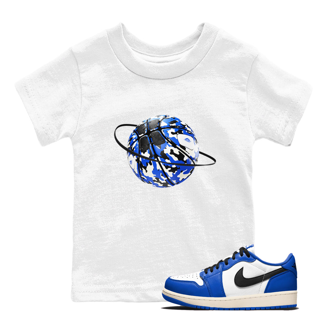 AJ1 Game Royal shirt to match jordans Camo Basketball Planet sneaker tees Air Jordan 1 Game Royal Drip Gear Zone baby toddler White 1 cotton Shirt