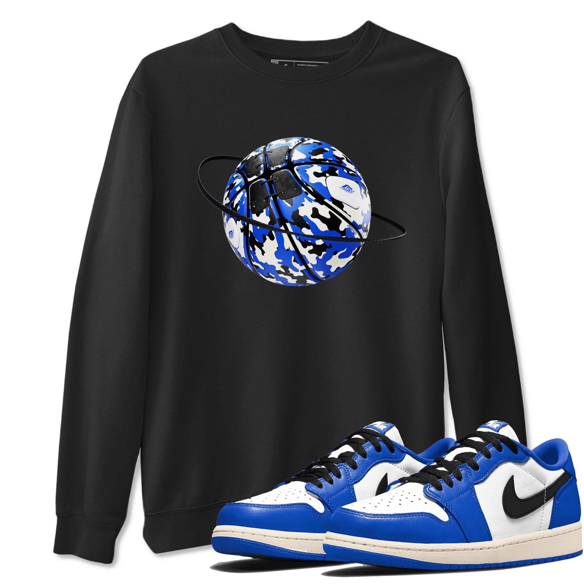 AJ1 Game Royal shirt to match jordans Camo Basketball Planet sneaker tees Air Jordan 1 Game Royal Drip Gear Zone unisex cotton Black 1 crew neck shirt