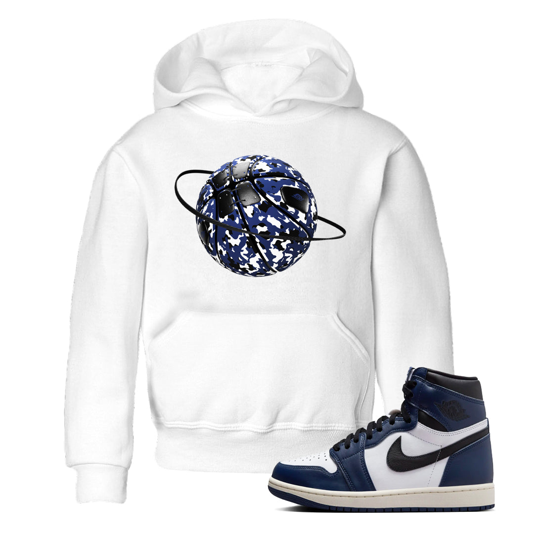 1s Midnight Navy shirts to match jordans Camo Basketball Planet sneaker match tees Air Jordan 1 Midnight Navy match shoes to clothes Drip Gear Zone Youth Baby White 1 tee