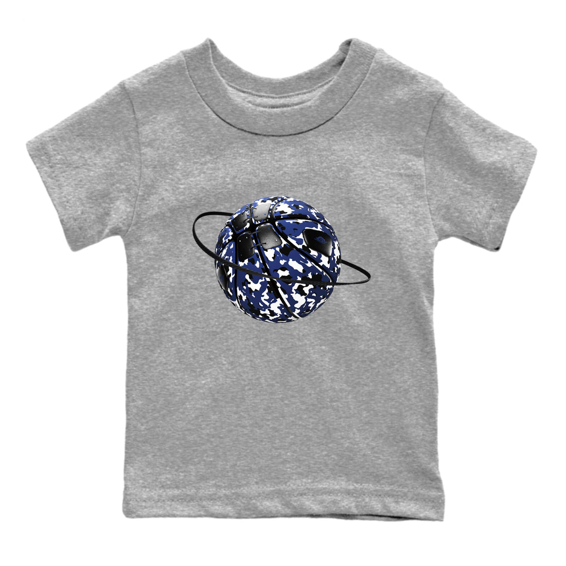 1s Midnight Navy shirts to match jordans Camo Basketball Planet sneaker match tees Air Jordan 1 Midnight Navy match shoes to clothes Drip Gear Zone Youth Baby Heather Grey 2 tee