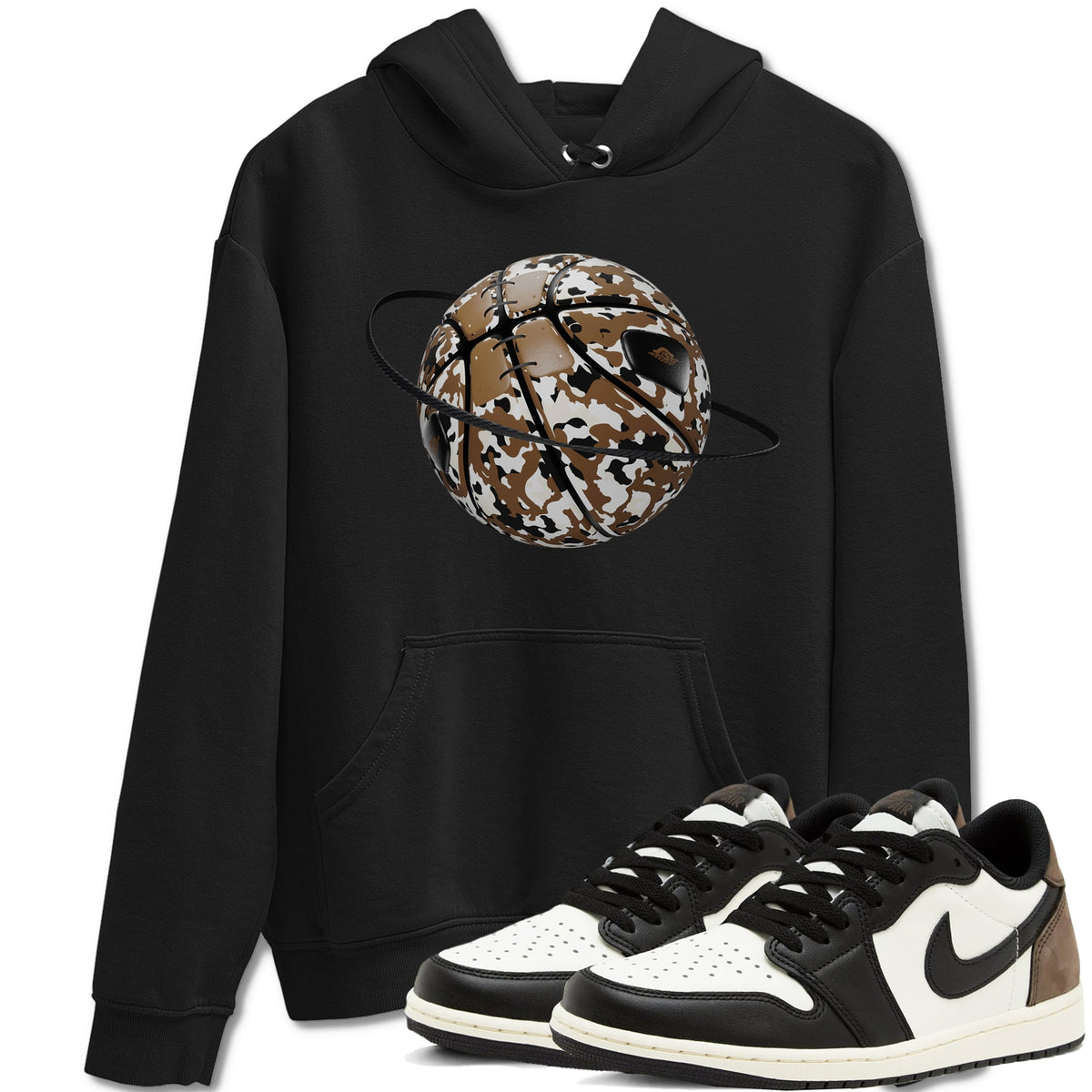1s Low OG Mocha shirts to match jordans Camo Basketball Planet sneaker match tees Air Jordan 1 Mocha match shoes to clothes Drip Gear Zone unisex cotton Black 1 shirts