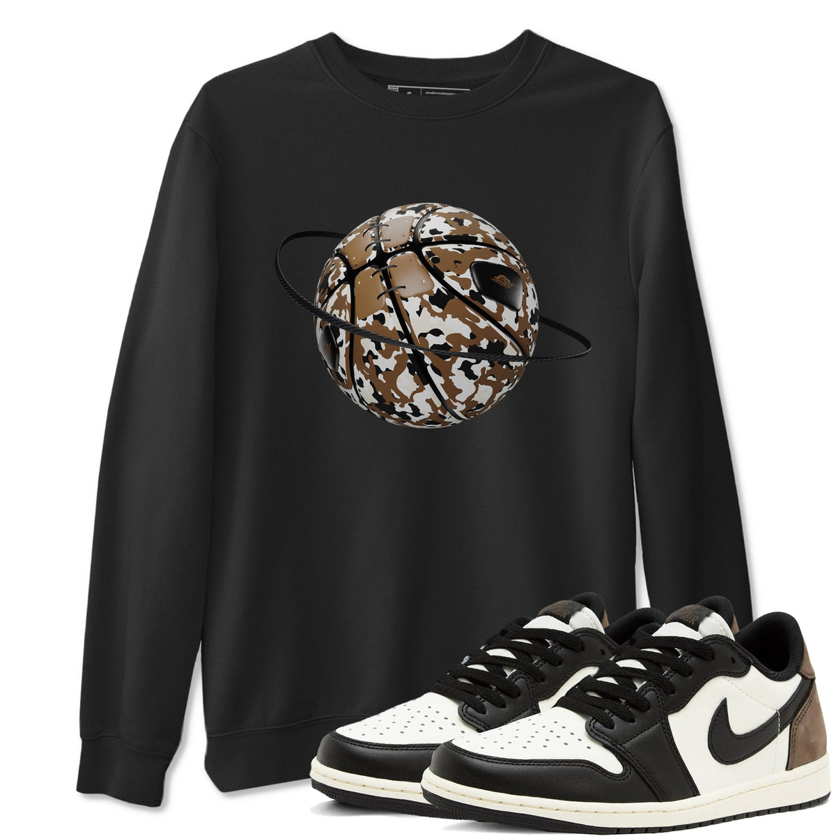 1s Low OG Mocha shirts to match jordans Camo Basketball Planet sneaker match tees Air Jordan 1 Mocha match shoes to clothes Drip Gear Zone unisex cotton Black 1 shirts