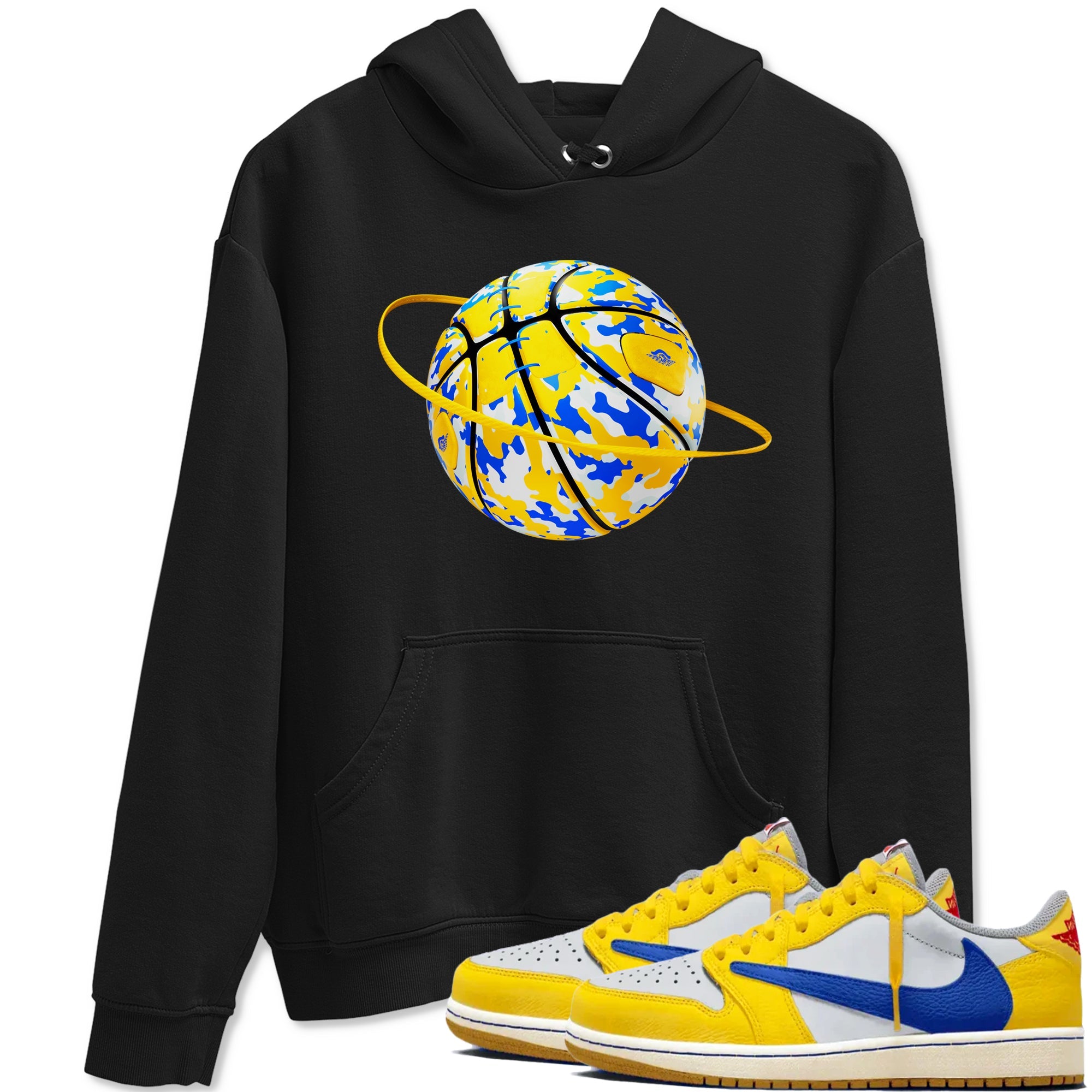 1s Travis Scott Canary shirt to match jordans Camo Basketball Planet sneaker tees Air Jordan 1 Travis Scott Canary Drip Gear Zone unisex cotton Black 1 crew neck shirt