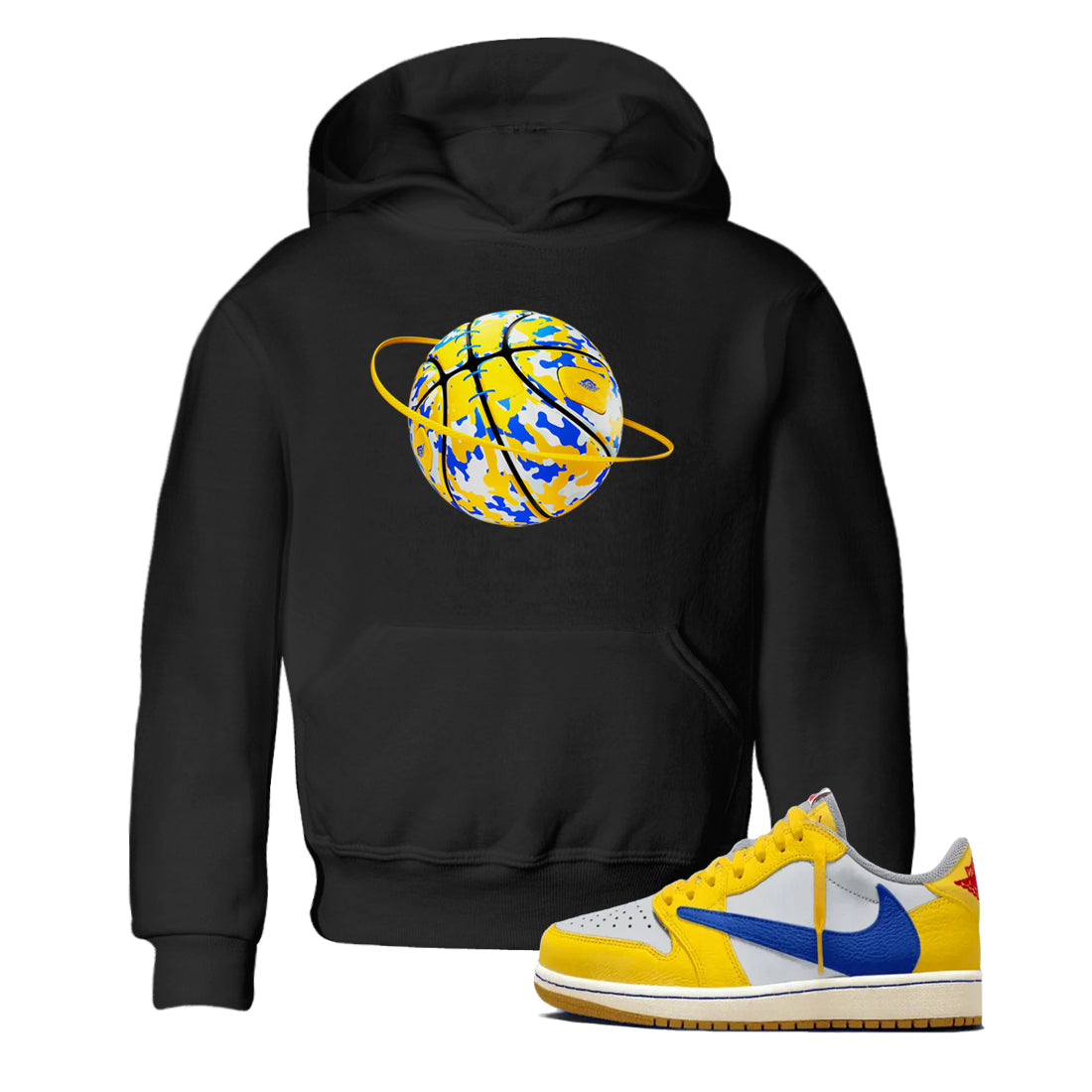 1s Travis Scott Canary shirt to match jordans Camo Basketball Planet sneaker tees Air Jordan 1 Travis Scott Canary Drip Gear Zone baby toddler Black 1 cotton Shirt