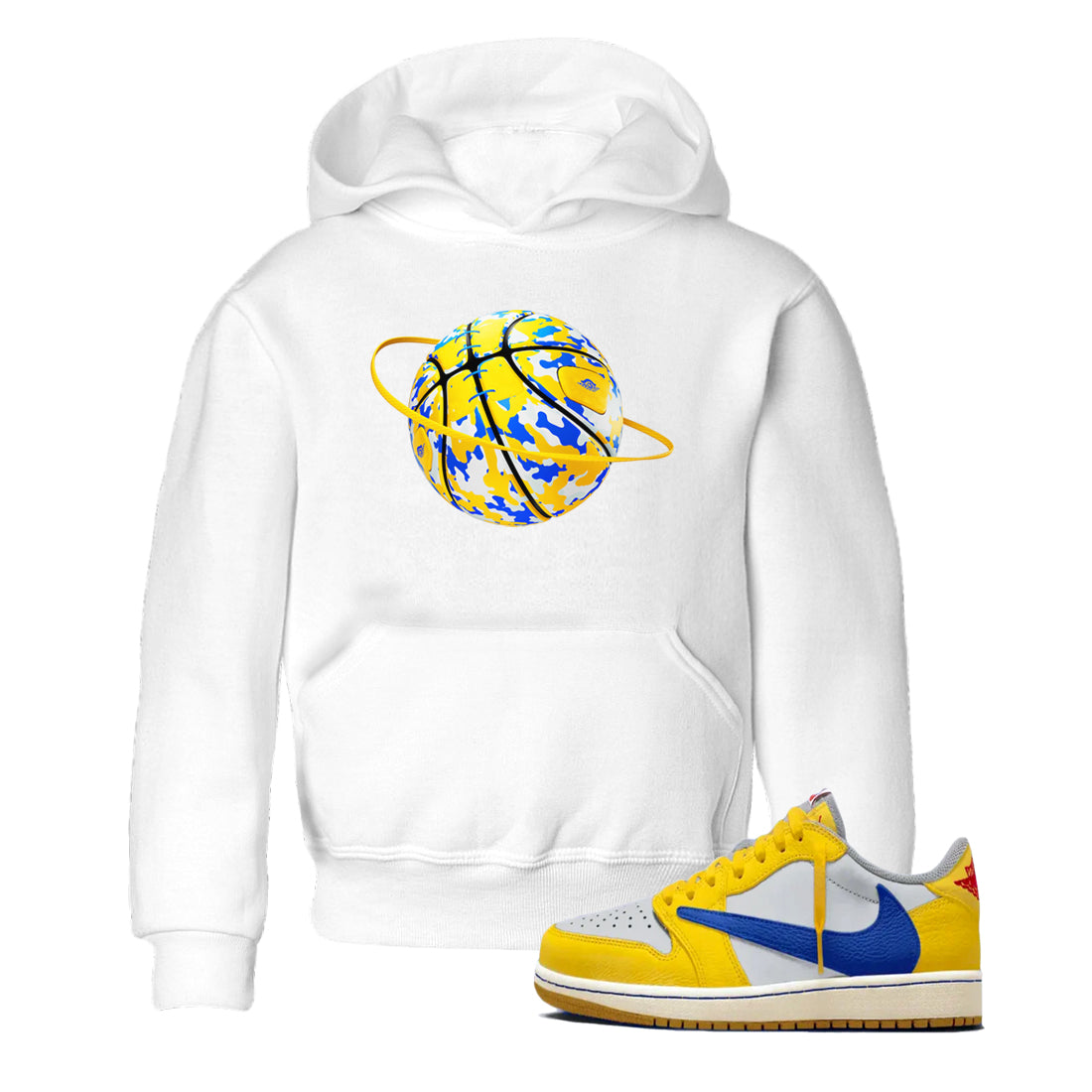 1s Travis Scott Canary shirt to match jordans Camo Basketball Planet sneaker tees Air Jordan 1 Travis Scott Canary Drip Gear Zone baby toddler White 1 cotton Shirt