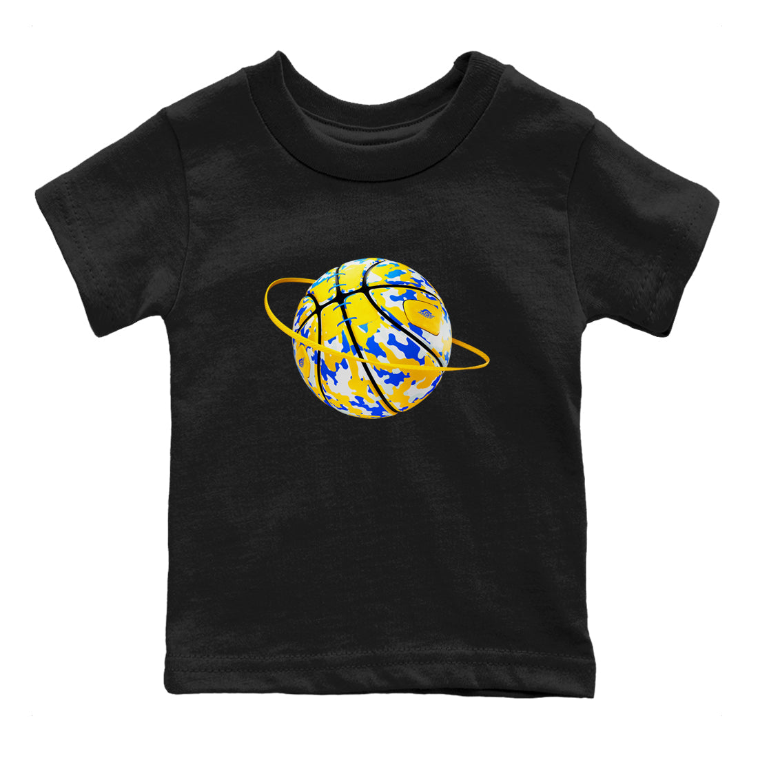 1s Travis Scott Canary shirt to match jordans Camo Basketball Planet sneaker tees Air Jordan 1 Travis Scott Canary Drip Gear Zone baby toddler Black 2 cotton Shirt
