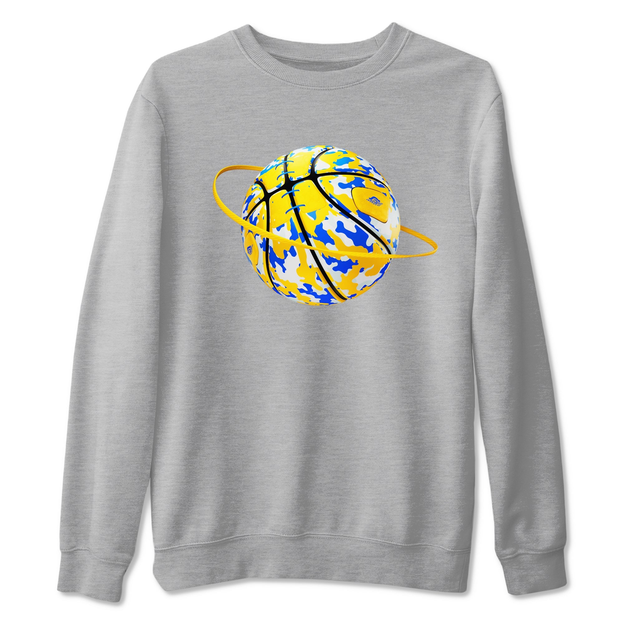 1s Travis Scott Canary shirt to match jordans Camo Basketball Planet sneaker tees Air Jordan 1 Travis Scott Canary Drip Gear Zone unisex cotton Heather Grey 2 crew neck shirt