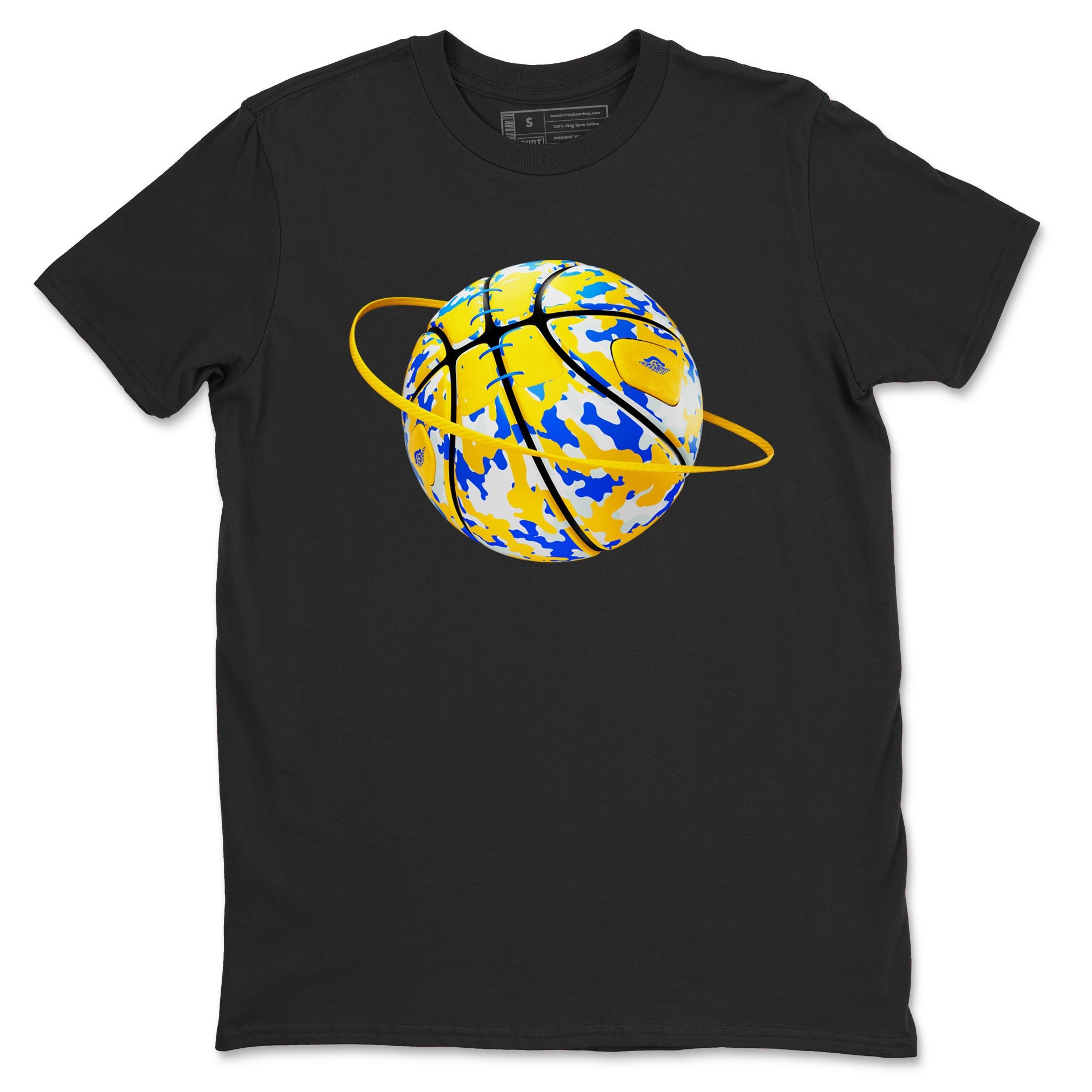 1s Travis Scott Canary shirt to match jordans Camo Basketball Planet sneaker tees Air Jordan 1 Travis Scott Canary Drip Gear Zone unisex cotton Black 2 crew neck shirt