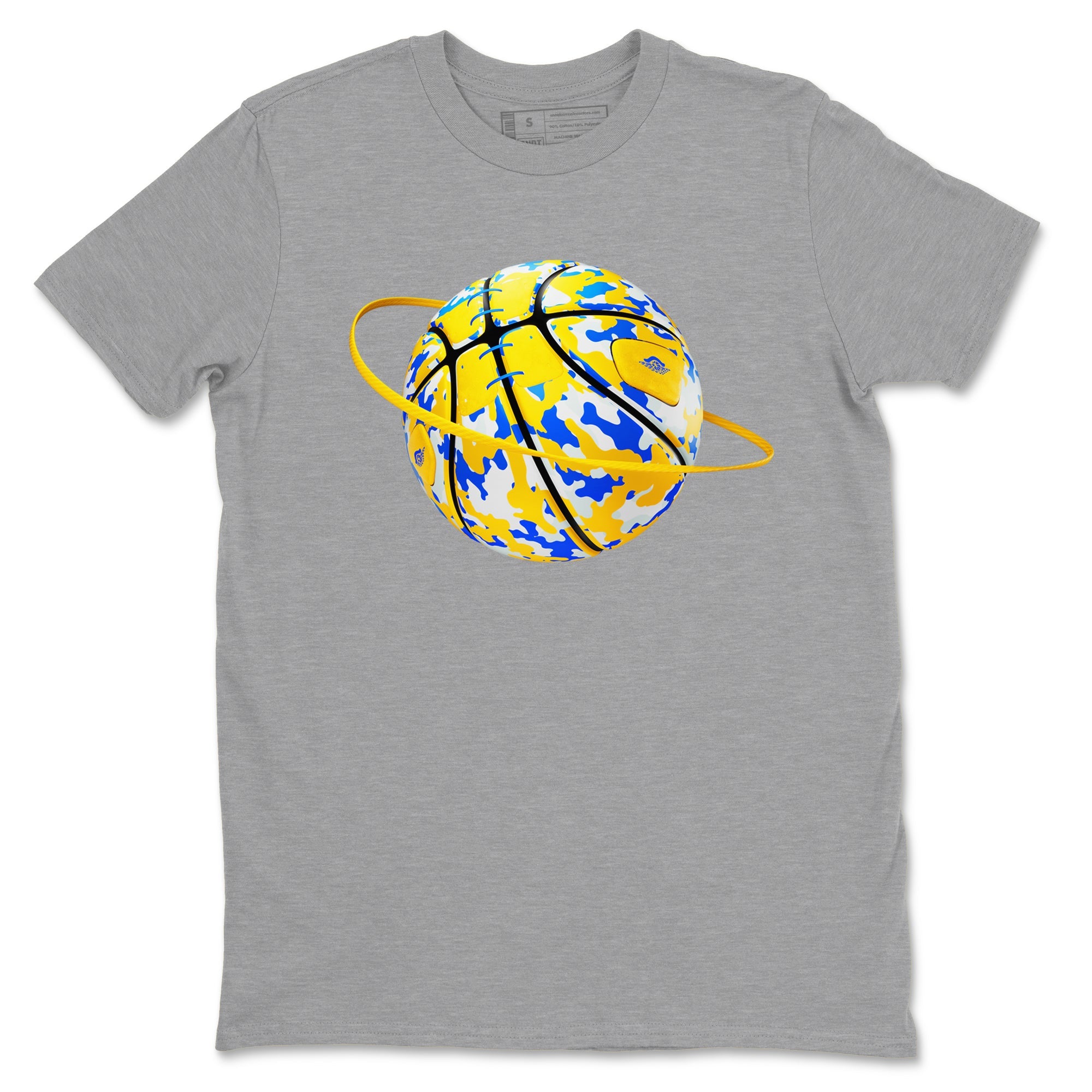 1s Travis Scott Canary shirt to match jordans Camo Basketball Planet sneaker tees Air Jordan 1 Travis Scott Canary Drip Gear Zone unisex cotton Heather Grey 2 crew neck shirt