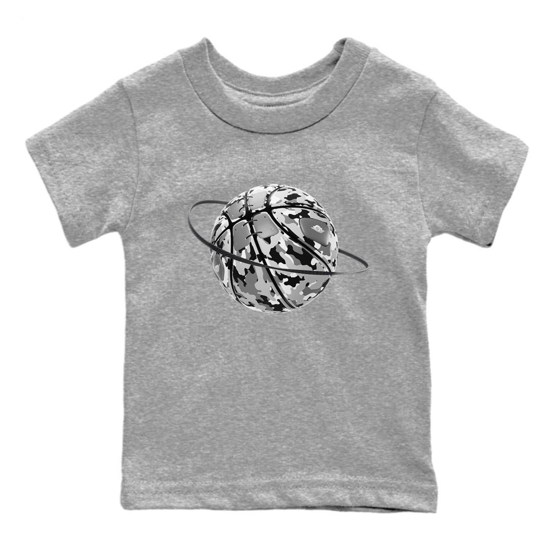 1s Wolf Grey shirts to match jordans Camo Basketball Planet sneaker match tees Air Jordan 1 Wolf Grey Drip Gear Zone streetwear brand Baby and Youth Heather Grey 2 cotton tee
