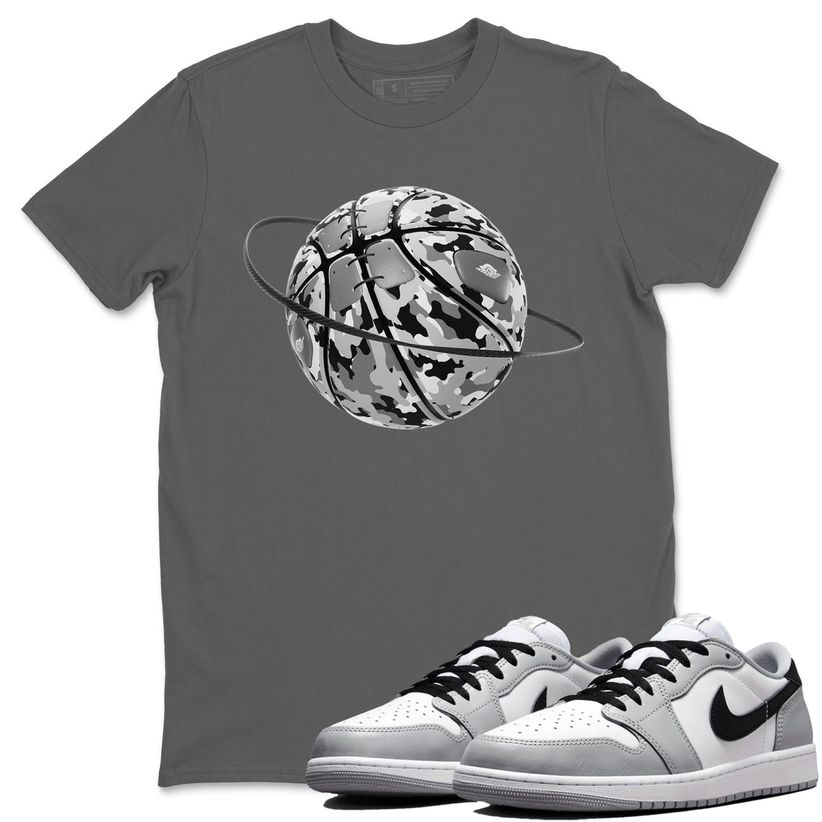 1s Wolf Grey shirts to match jordans Camo Basketball Planet sneaker match tees Air Jordan 1 Wolf Grey Drip Gear Zone streetwear brand Cool Grey 1 unisex cotton tee