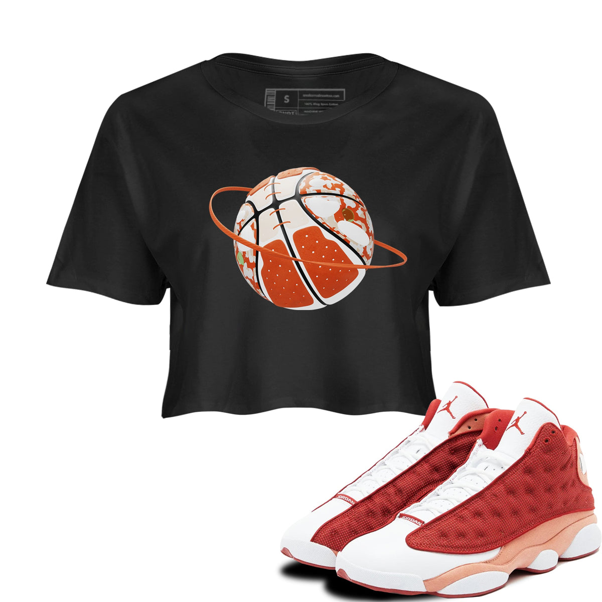 13s Dune Red shirts to match jordans Camo Basketball Planet sneaker match tees Air Jordan 13 Dune Red Drip Gear Zone streetwear brand Black 1 crop tee