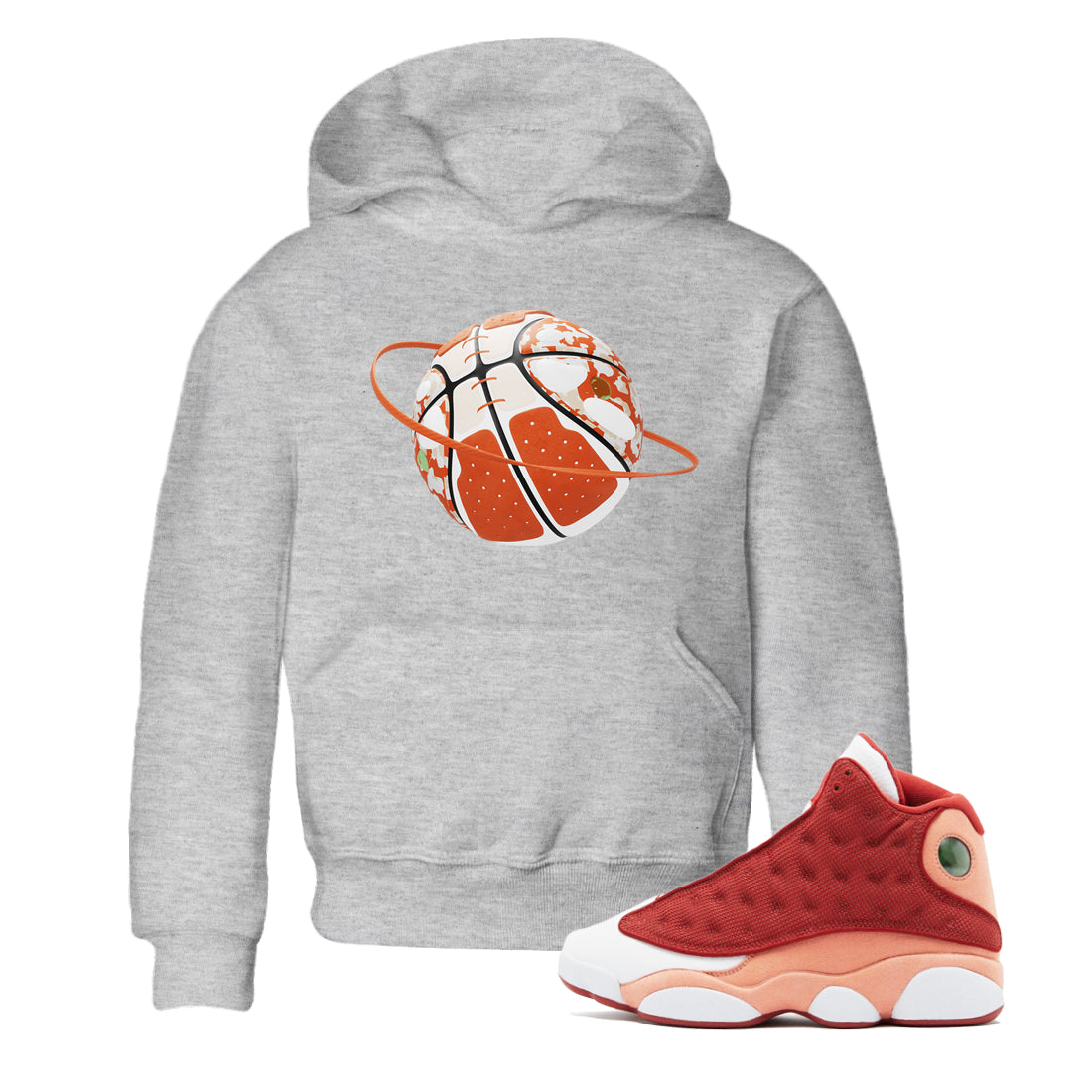 13s Dune Red shirts to match jordans Camo Basketball Planet sneaker match tees Air Jordan 13 Dune Red Drip Gear Zone streetwear brand Baby and Youth Heather Grey 1 cotton tee