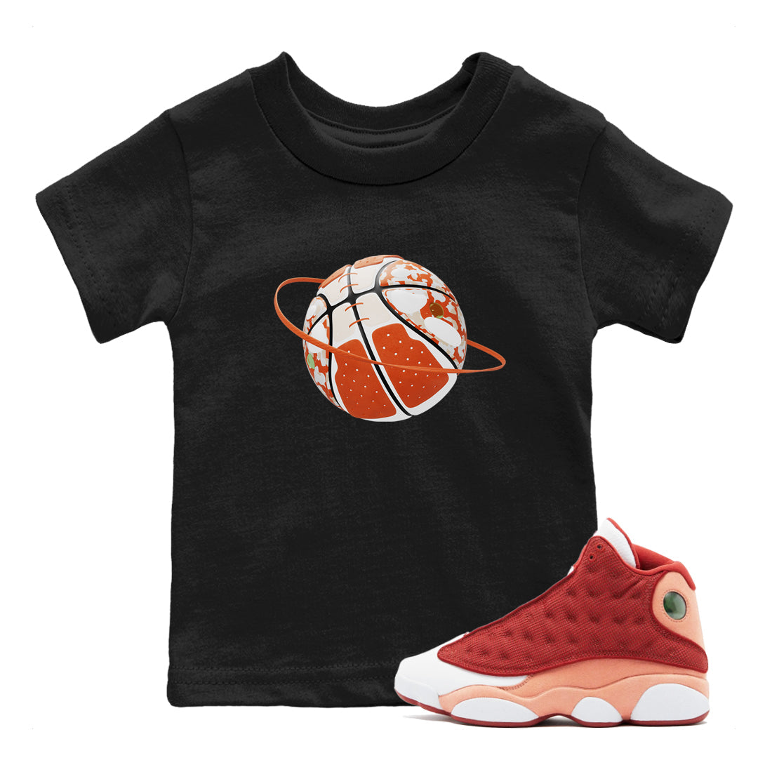 13s Dune Red shirts to match jordans Camo Basketball Planet sneaker match tees Air Jordan 13 Dune Red Drip Gear Zone streetwear brand Baby and Youth Black 1 cotton tee